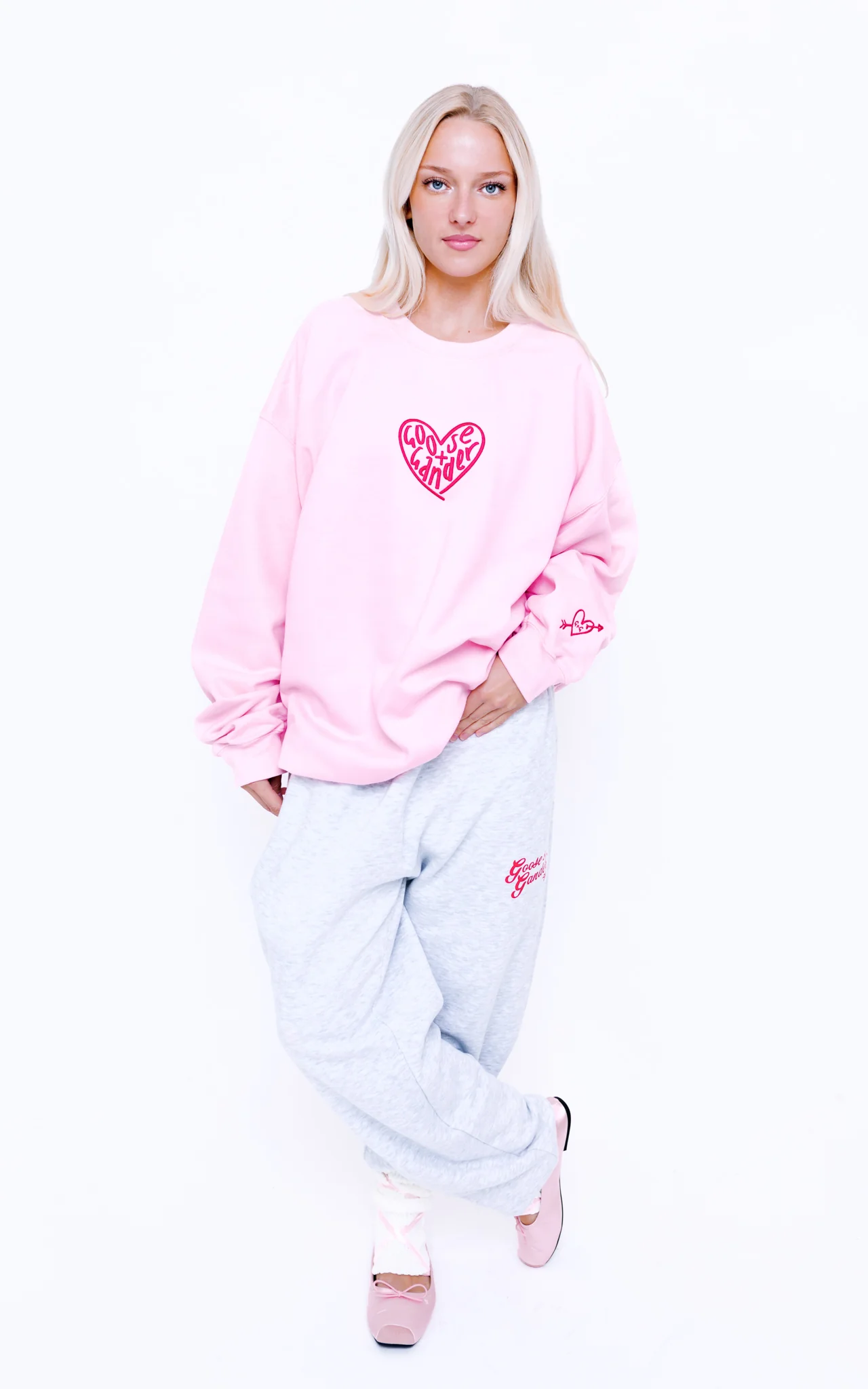 Heart Club Embroidered Sweat - Baby Pink - Image 5