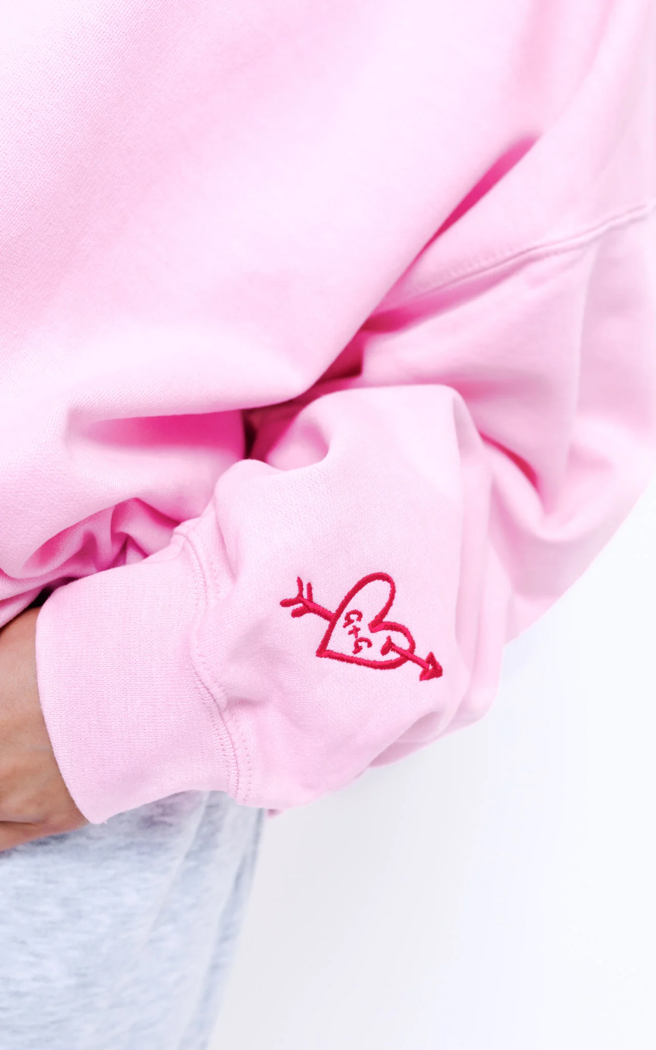 Heart Club Embroidered Sweat - Baby Pink - Image 6