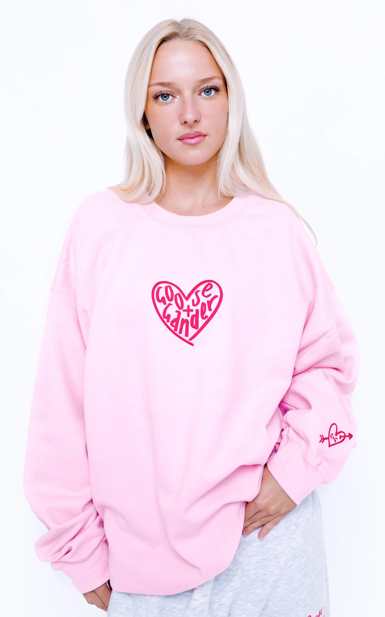 Heart Club Embroidered Sweat - Baby Pink - Image 7