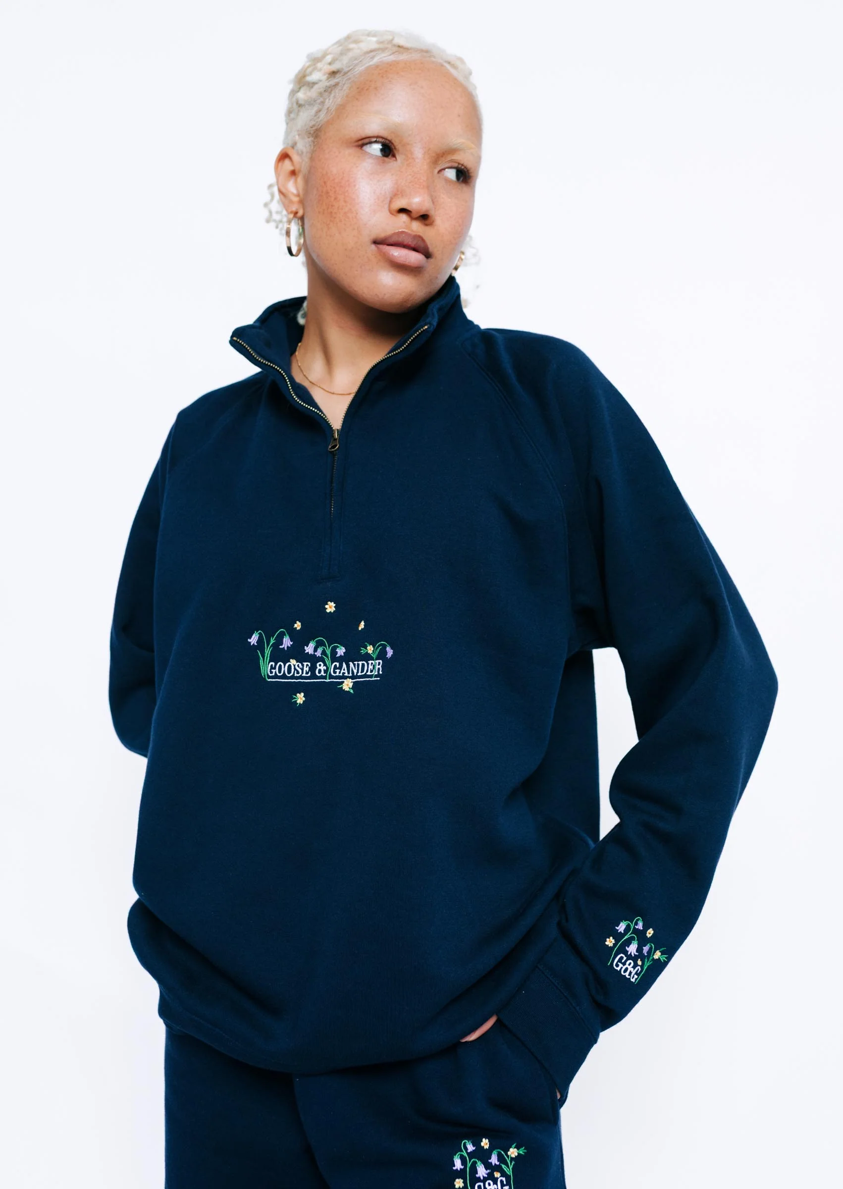 Bluebell 1/4 Zip Sweat - Navy - Image 3