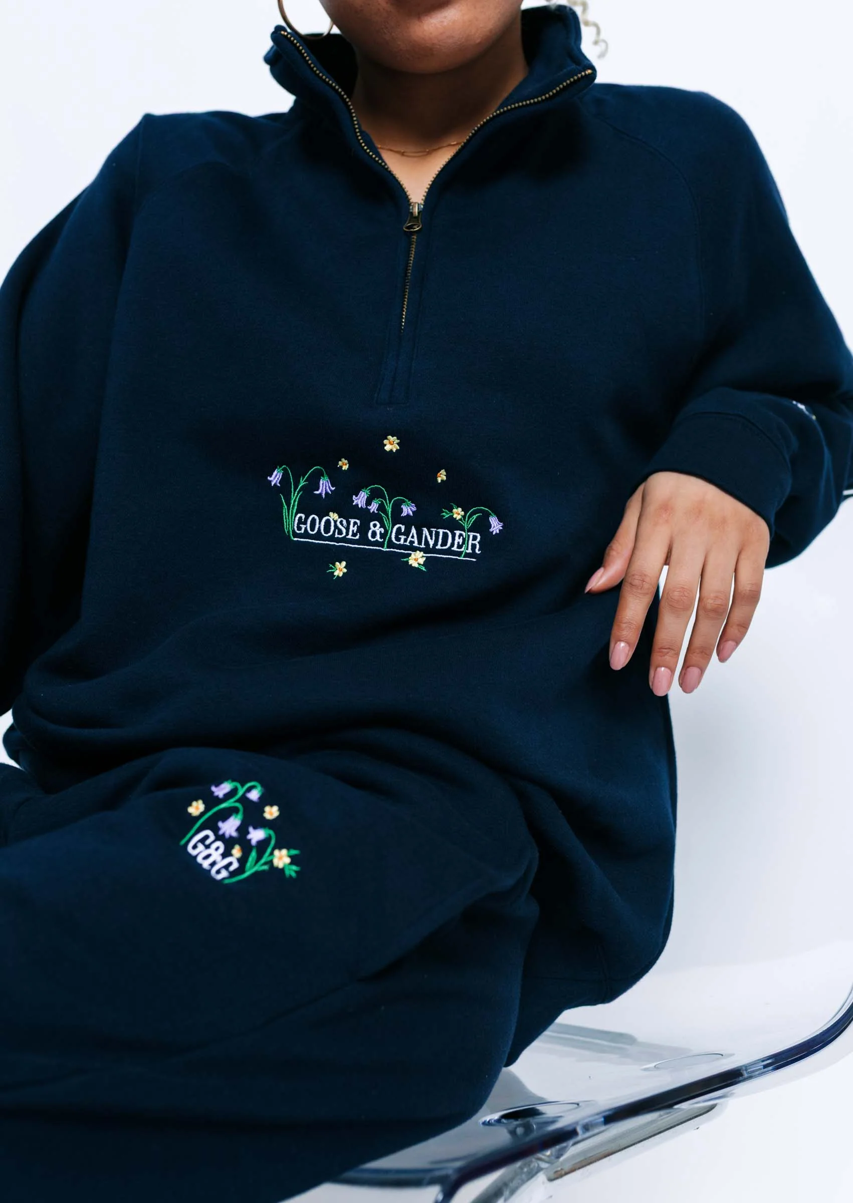 Bluebell 1/4 Zip Sweat - Navy - Image 4