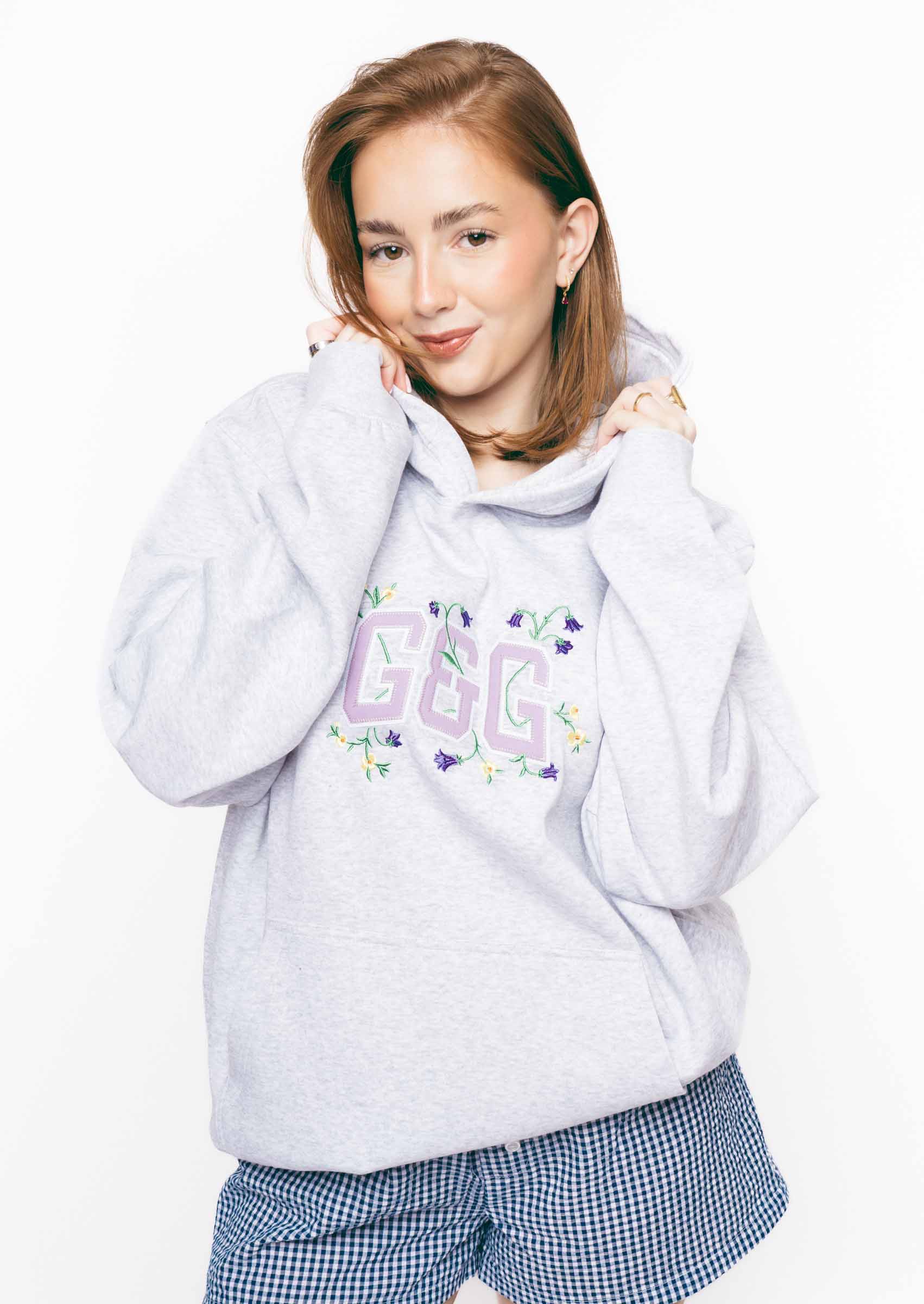 Bluebell Applique Hoodie - Ash Grey - Image 3