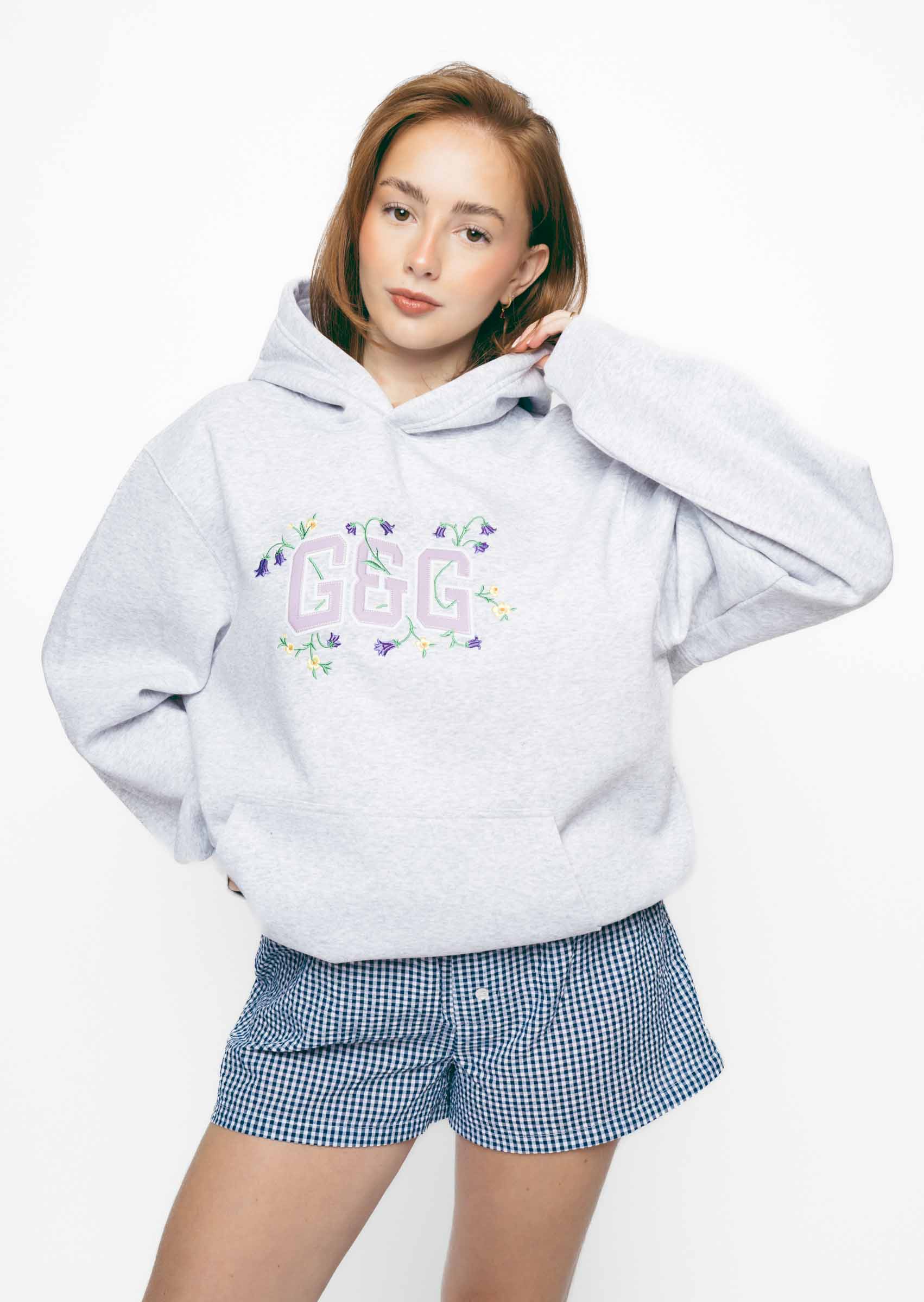 Bluebell Applique Hoodie - Ash Grey - Image 4