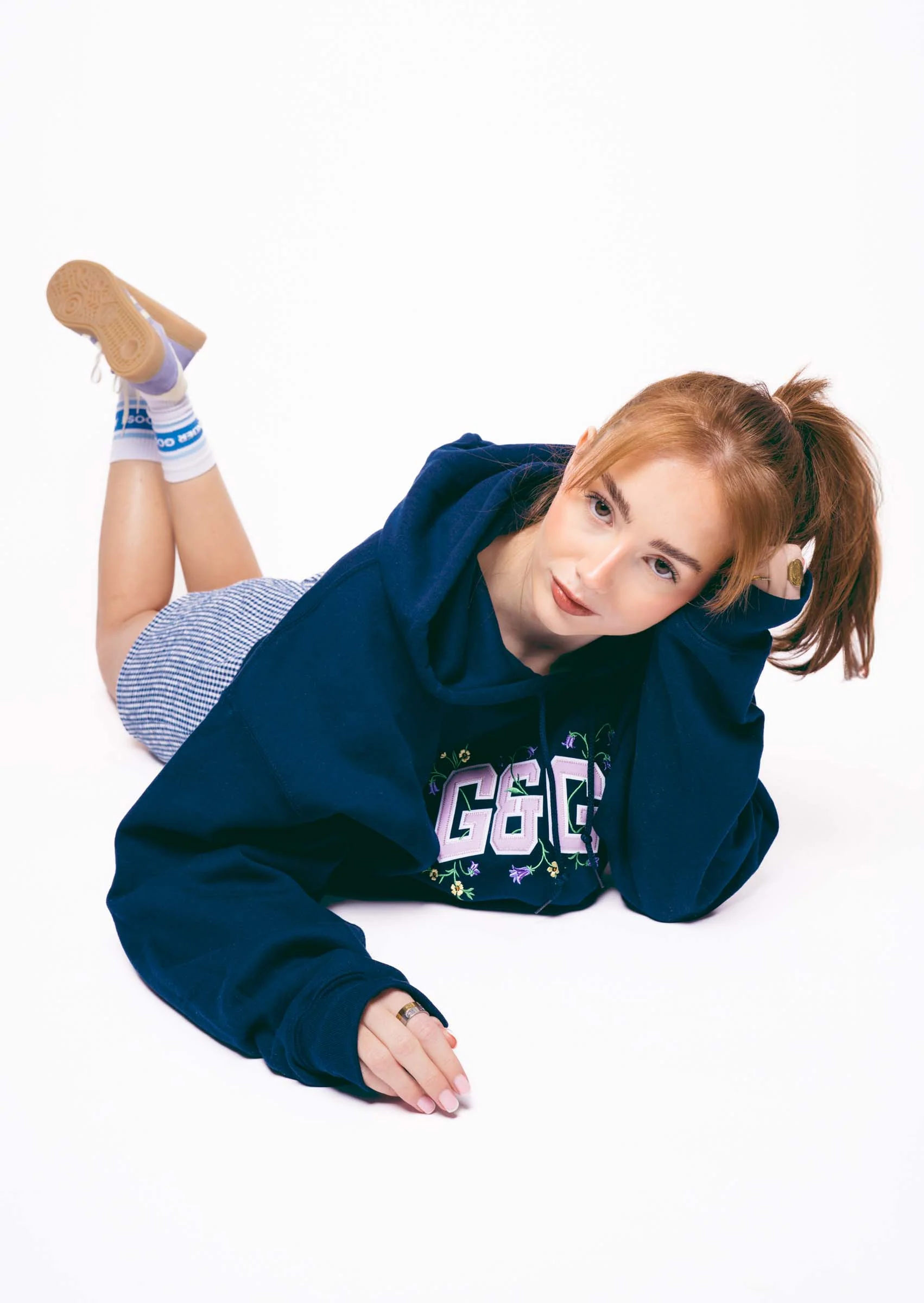 Bluebell Applique Hoodie - Navy - Image 3