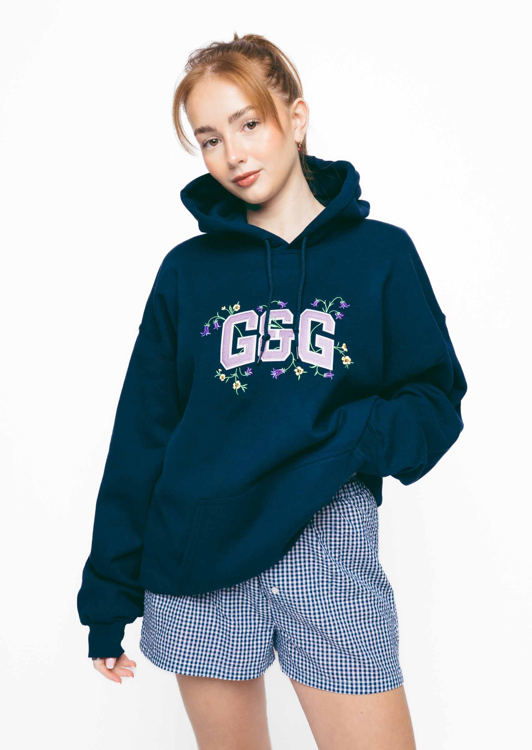 Bluebell Applique Hoodie - Navy - Image 4
