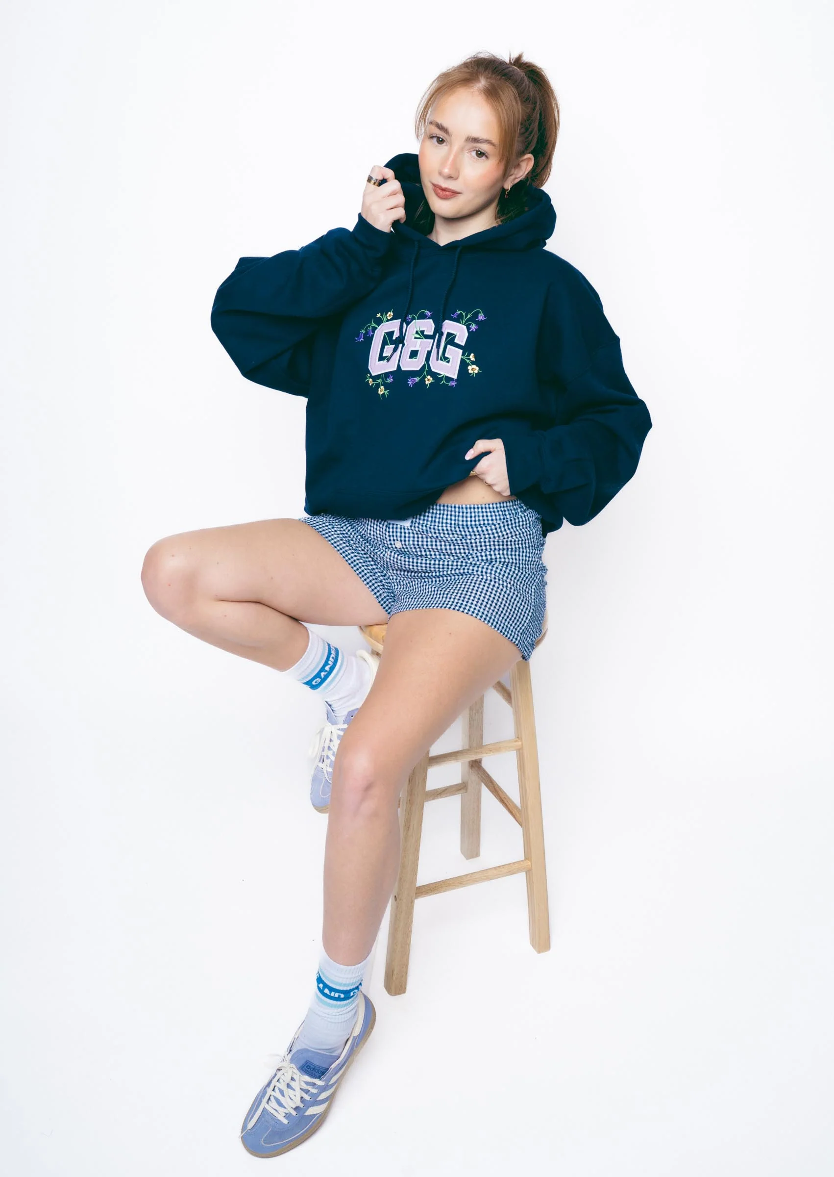 Bluebell Applique Hoodie - Navy - Image 5