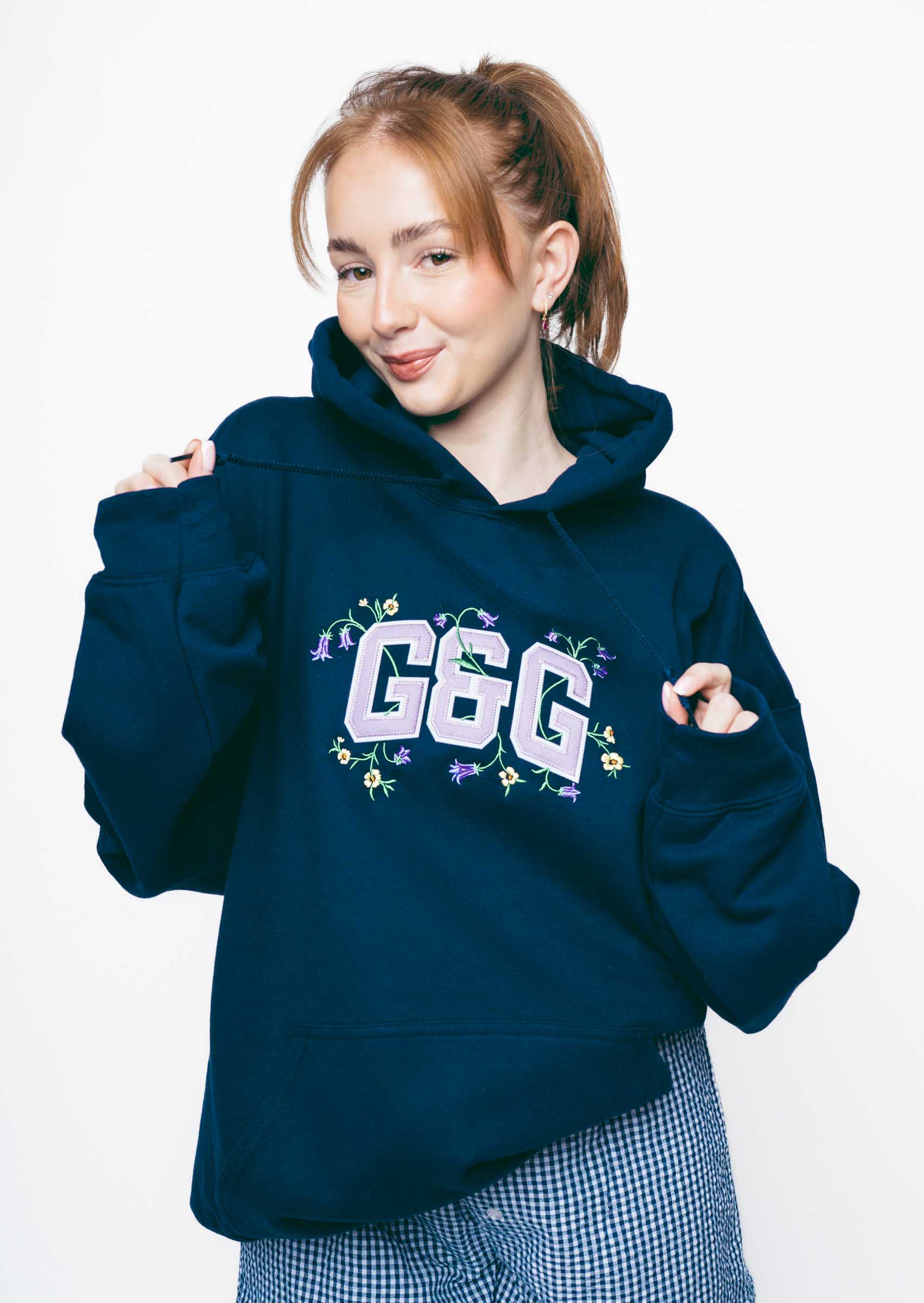 Bluebell Applique Hoodie - Navy - Image 6