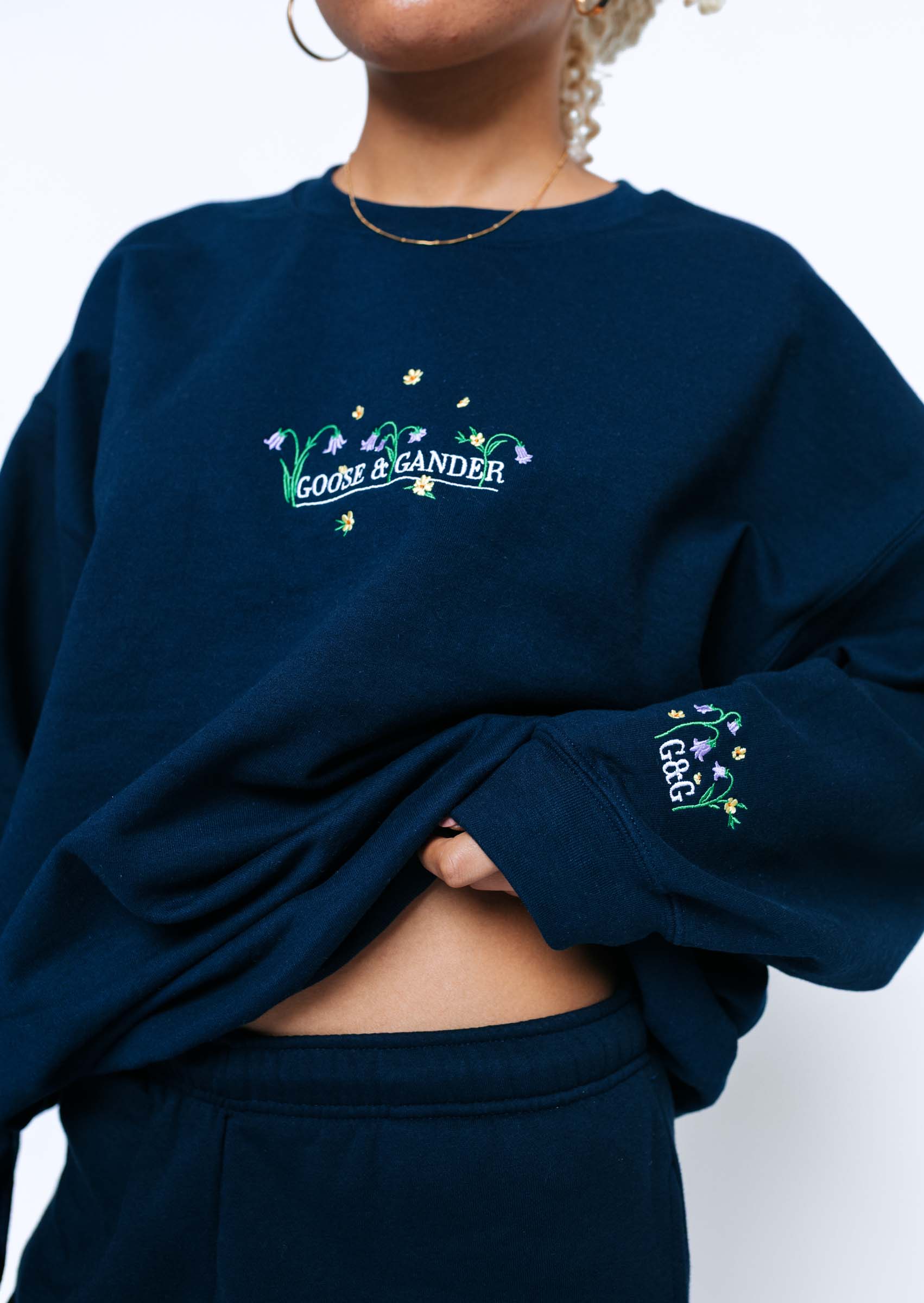 Bluebell Embroidered Sweatshirt - Navy - Image 3