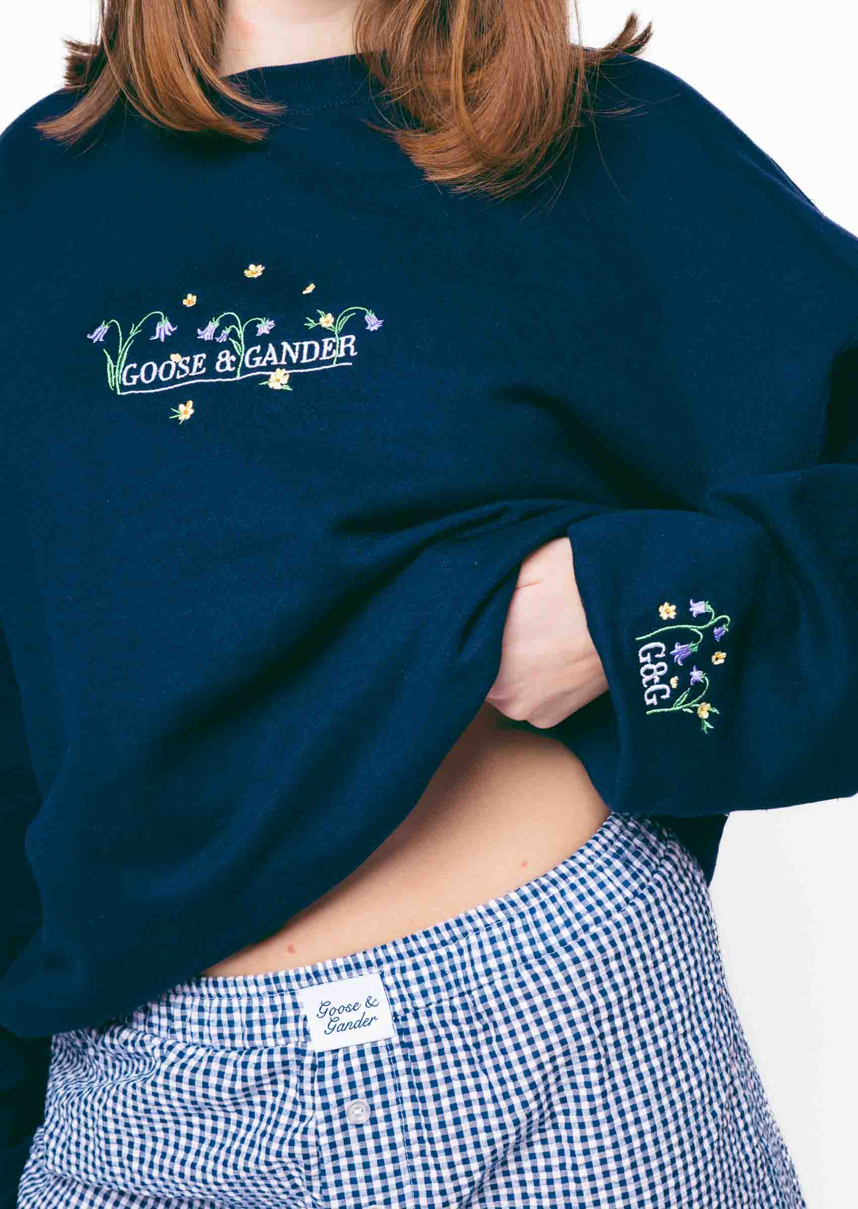 Bluebell Embroidered Sweatshirt - Navy - Image 5
