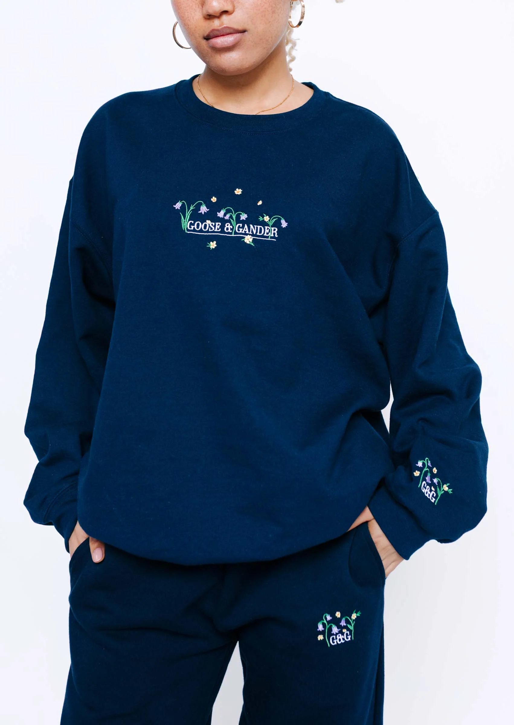 Bluebell Embroidered Sweatshirt - Navy - Image 7