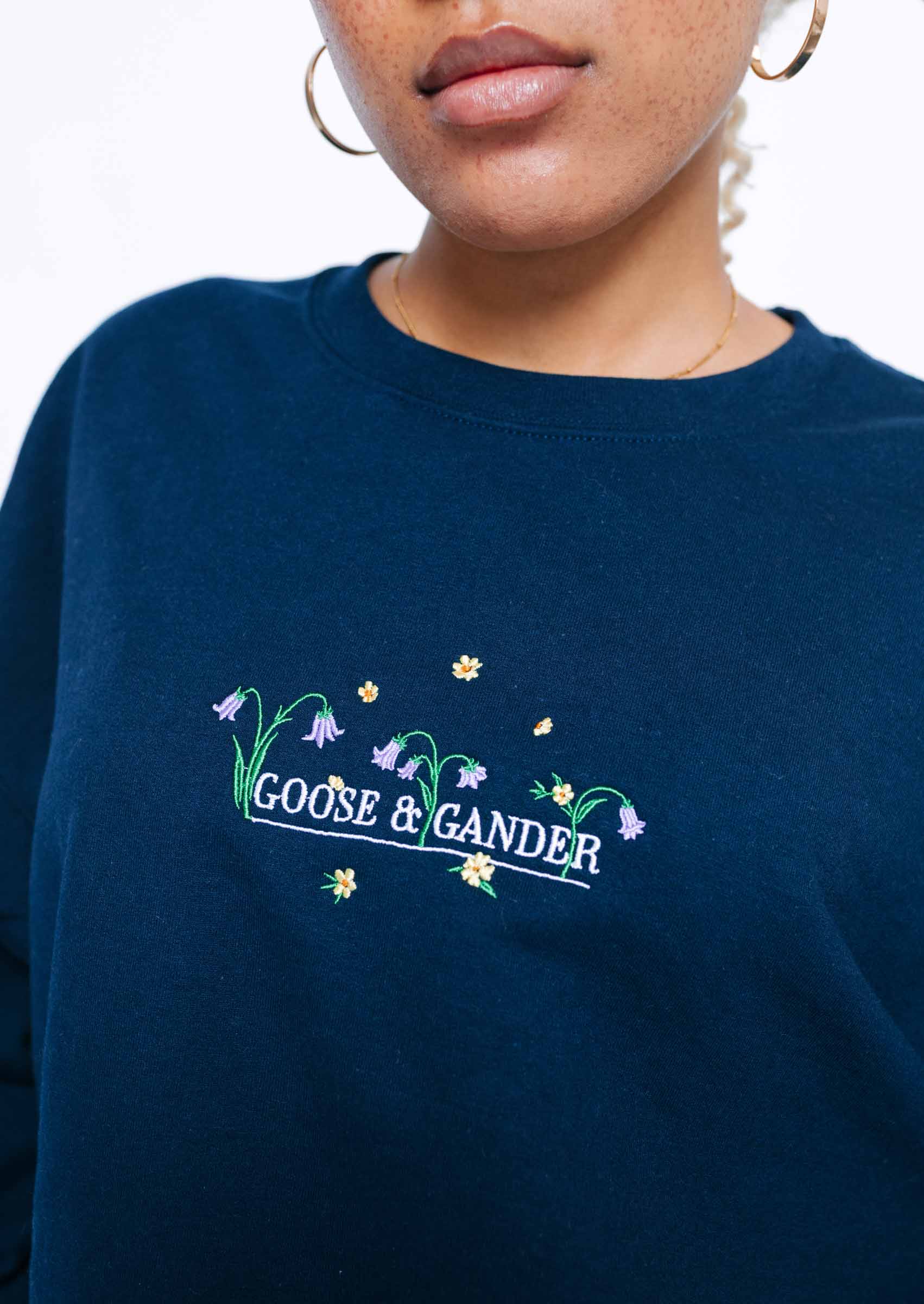 Bluebell Embroidered Sweatshirt - Navy - Image 9