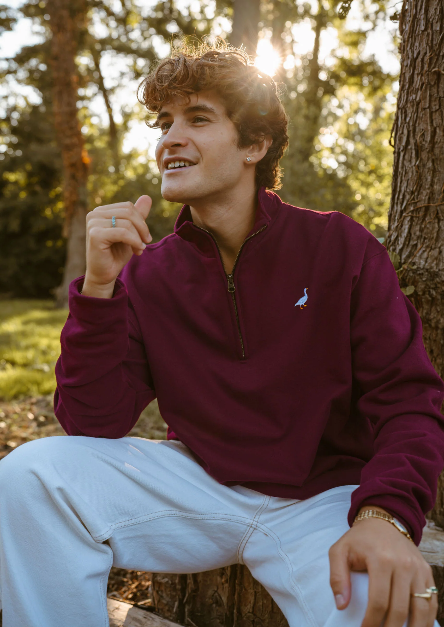 Goose 1/4 Zip Sweat - Burgundy - Image 4
