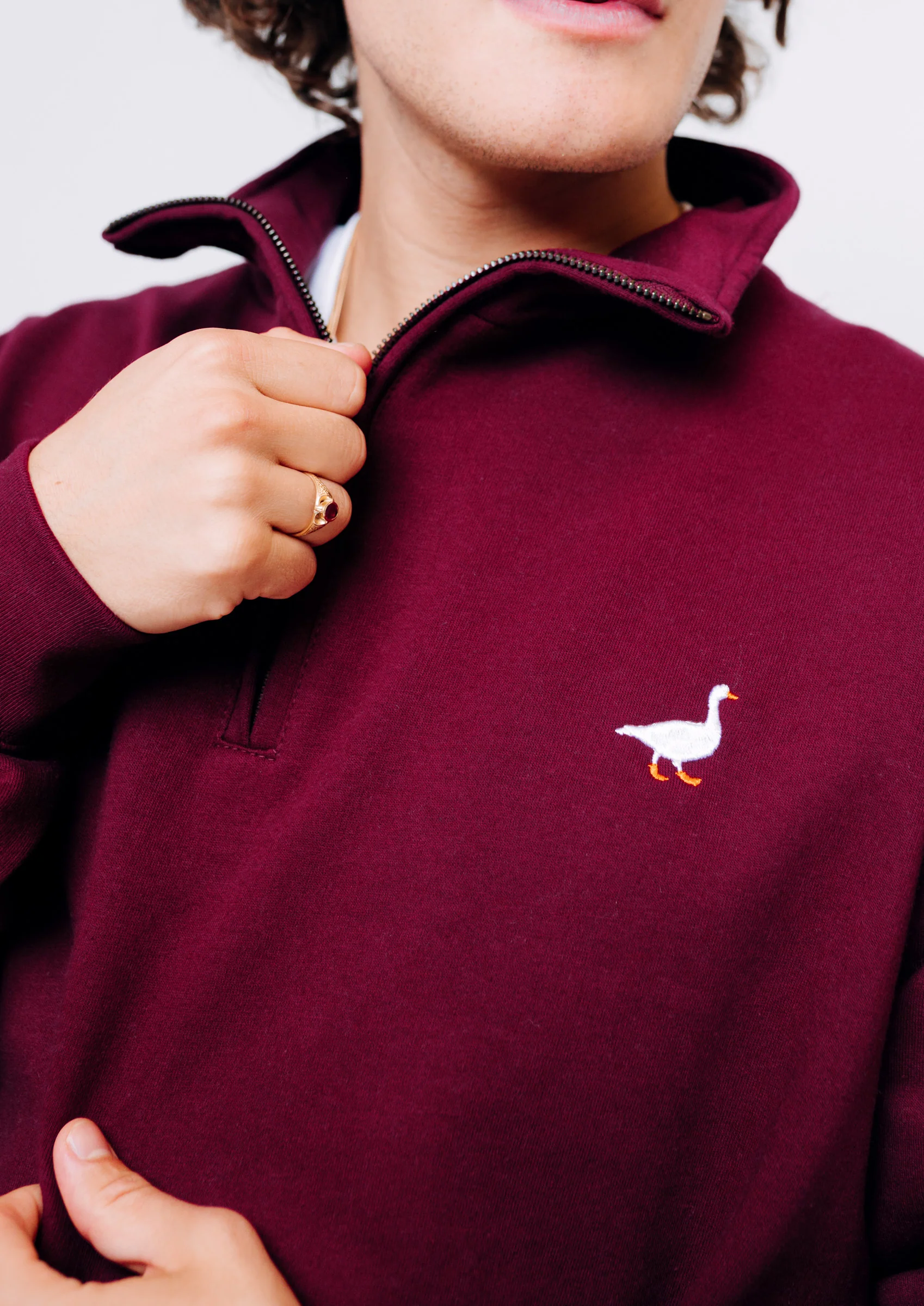 Goose 1/4 Zip Sweat - Burgundy - Image 5