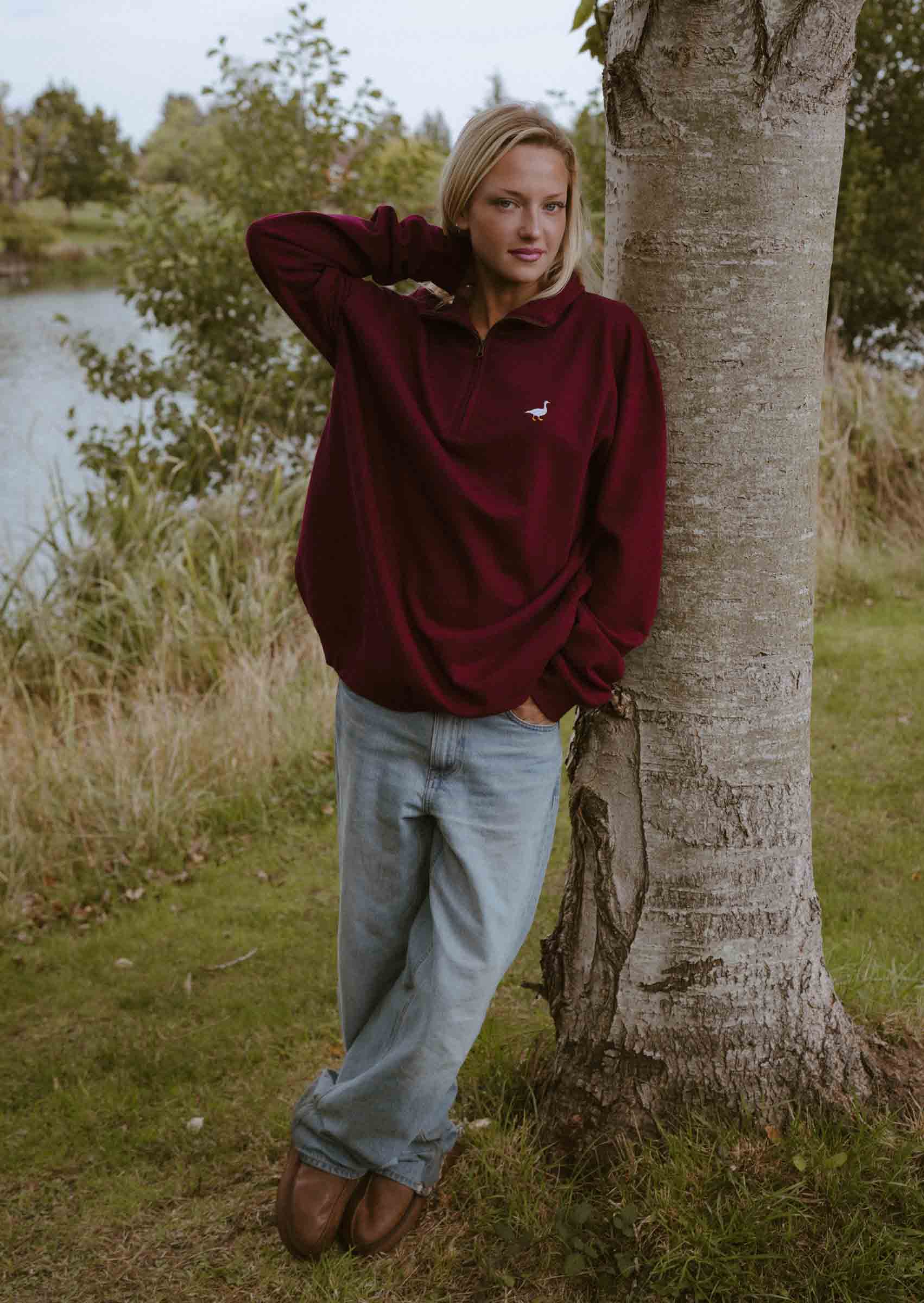 Goose 1/4 Zip Sweat - Burgundy - Image 6