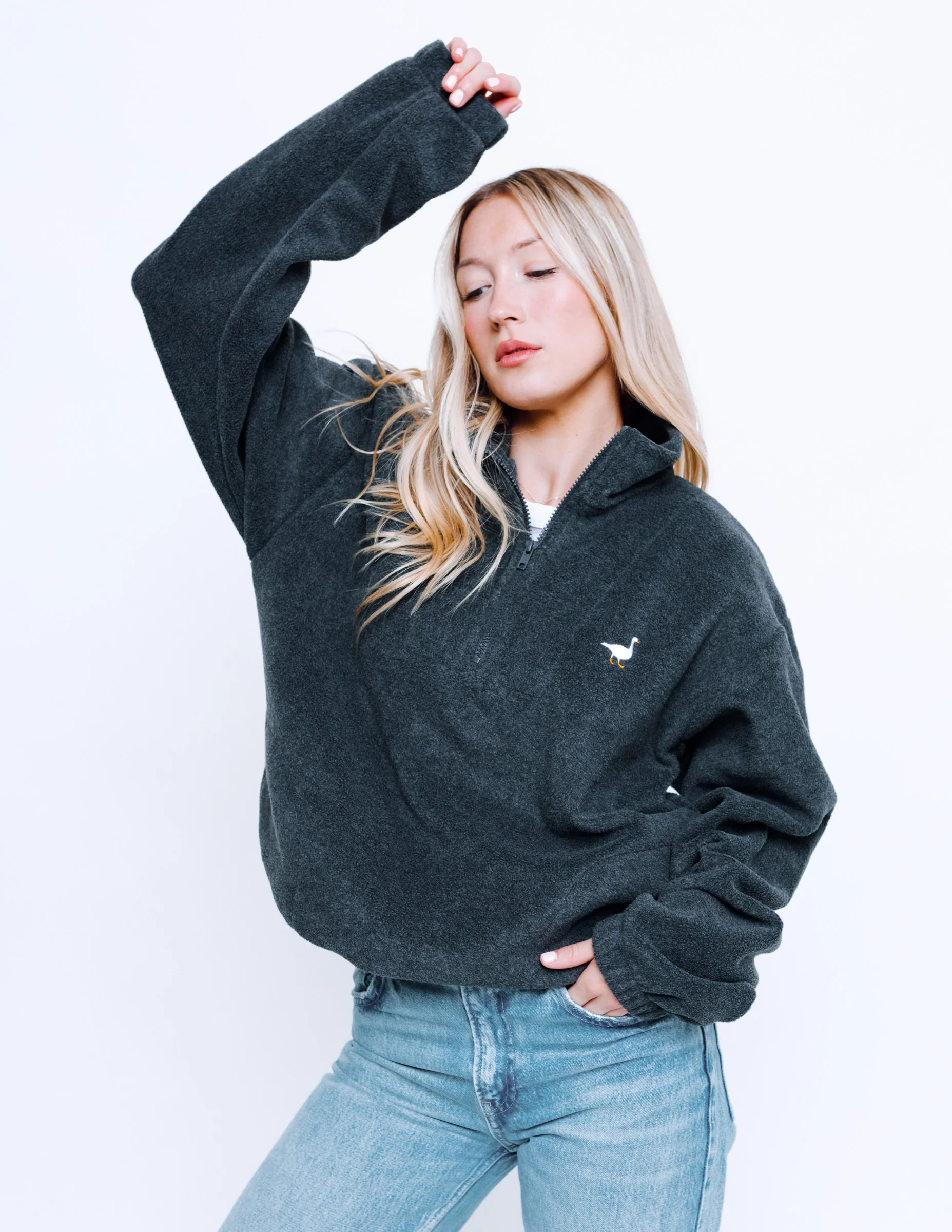 Goose 1/4 Zip Fleece - Charcoal - Image 7
