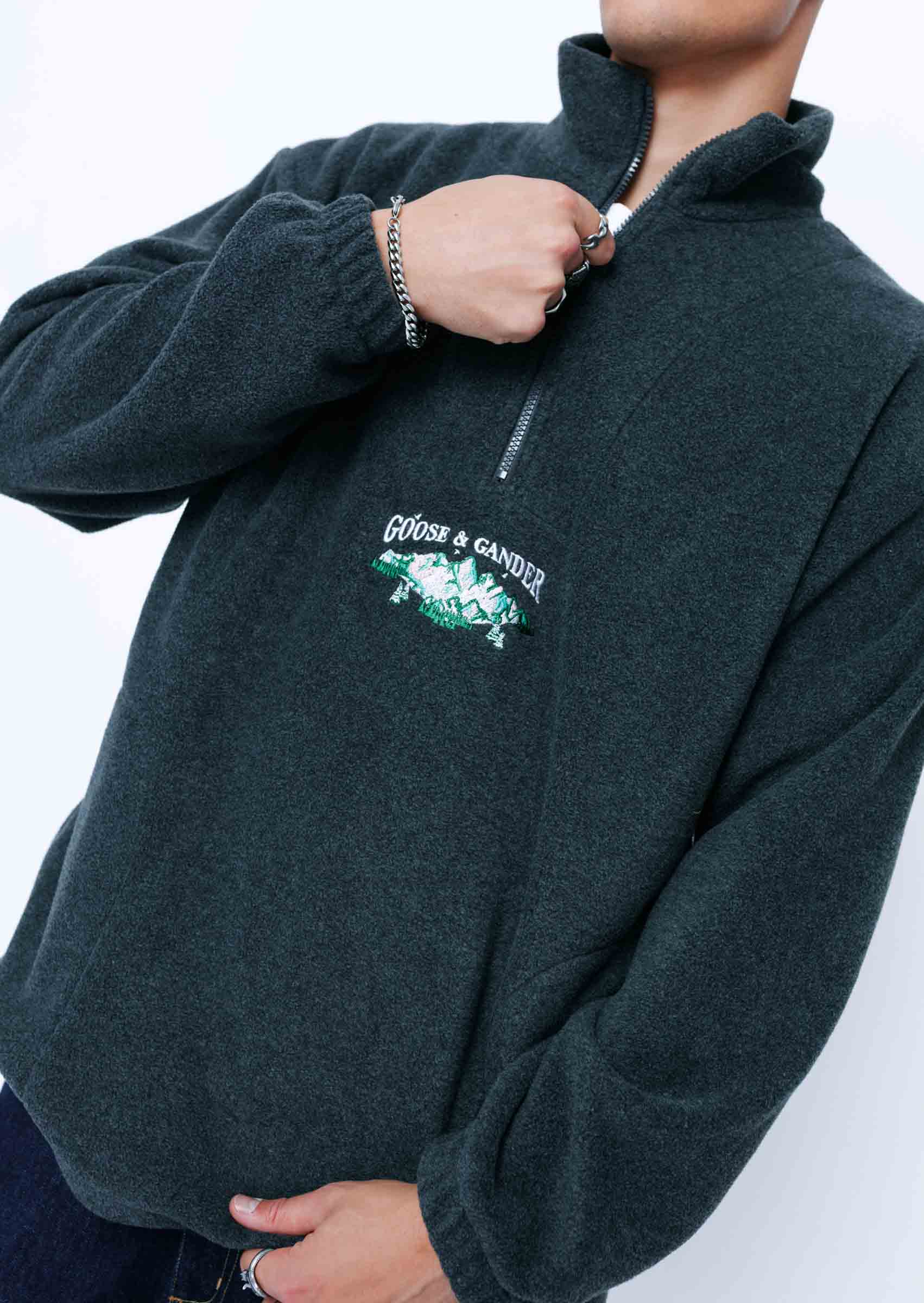 Mountain 1/4 Zip Fleece - Charcoal - Image 3