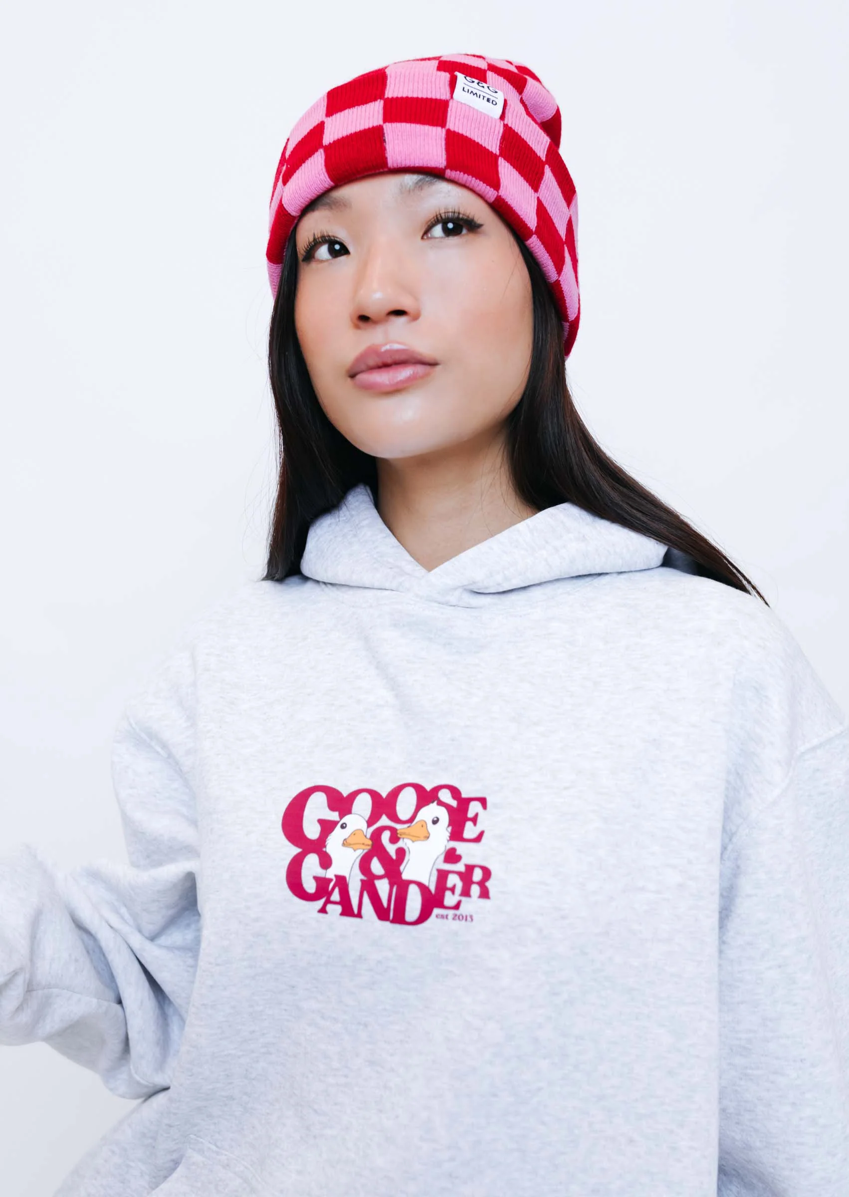 Checkered Beanie - Pink/Red - Image 4