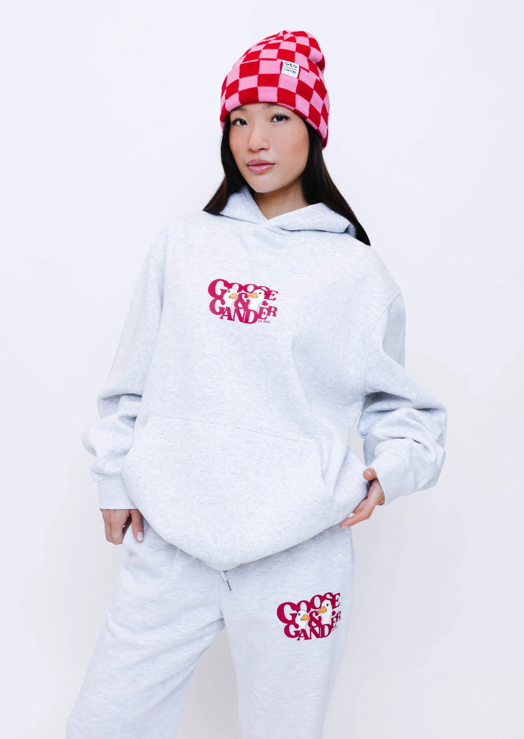 Checkered Beanie - Pink/Red - Image 5
