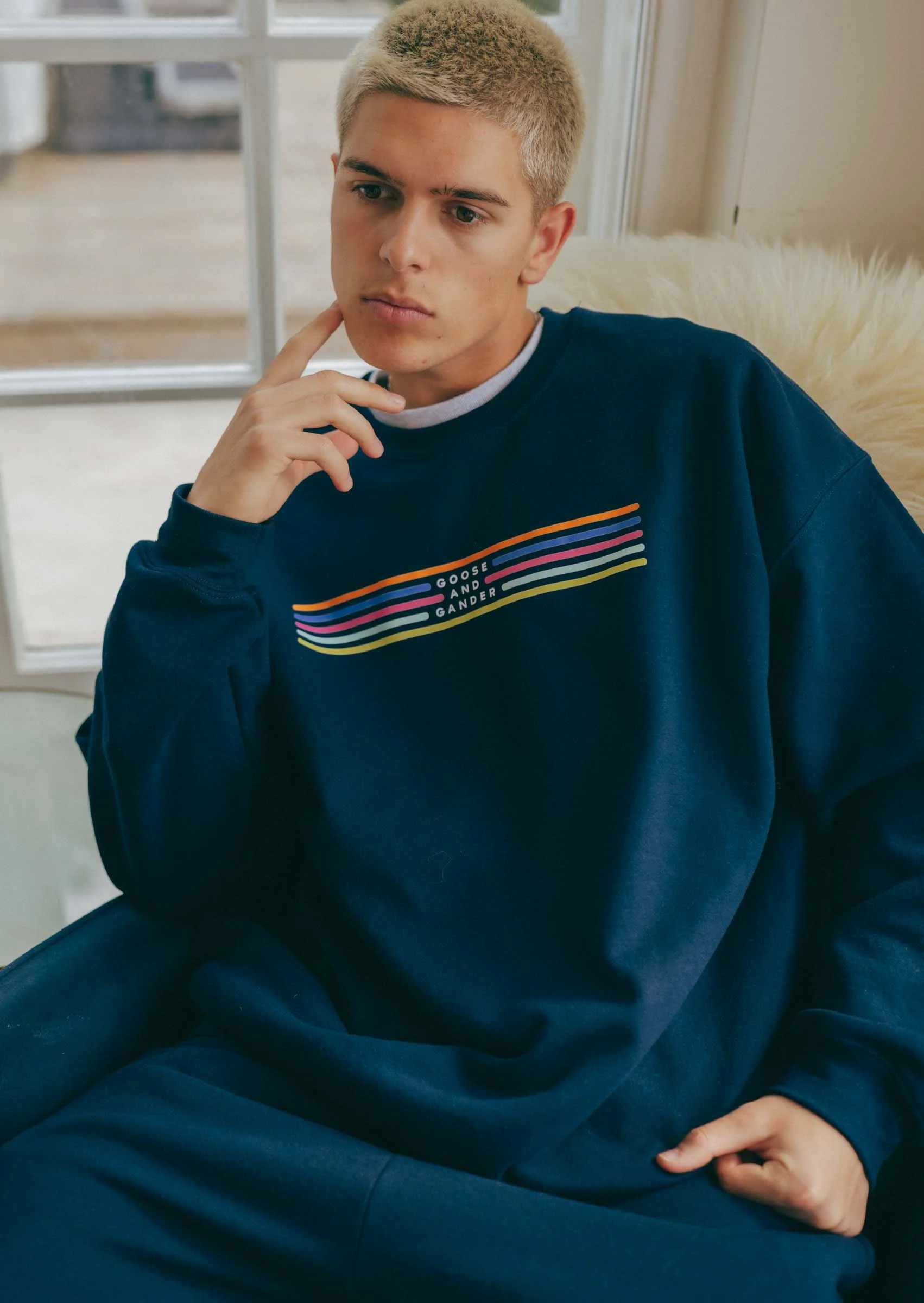 Colourful Lino Sweat - Navy - Image 3