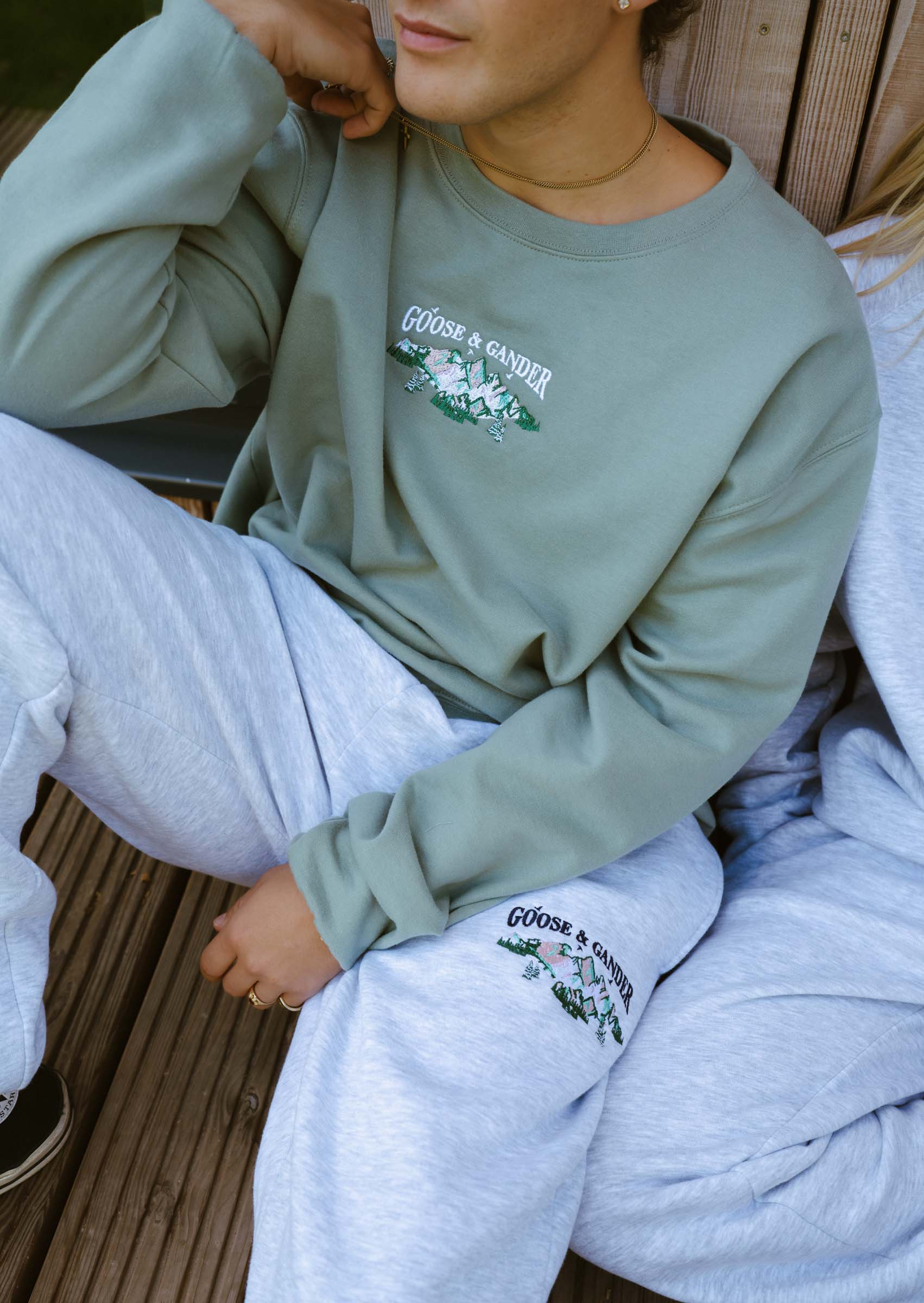 Mountain Embroidered Sweat - Dusky Green - Image 6