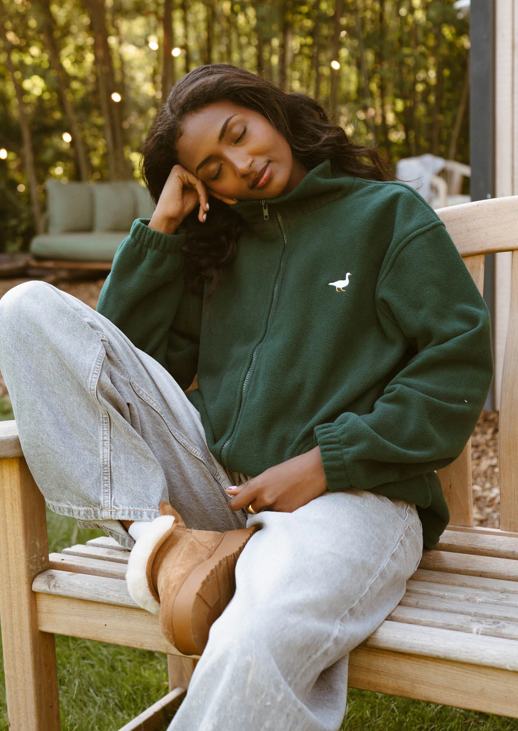 Goose Full Zip Fleece - Forest Green - Image 4