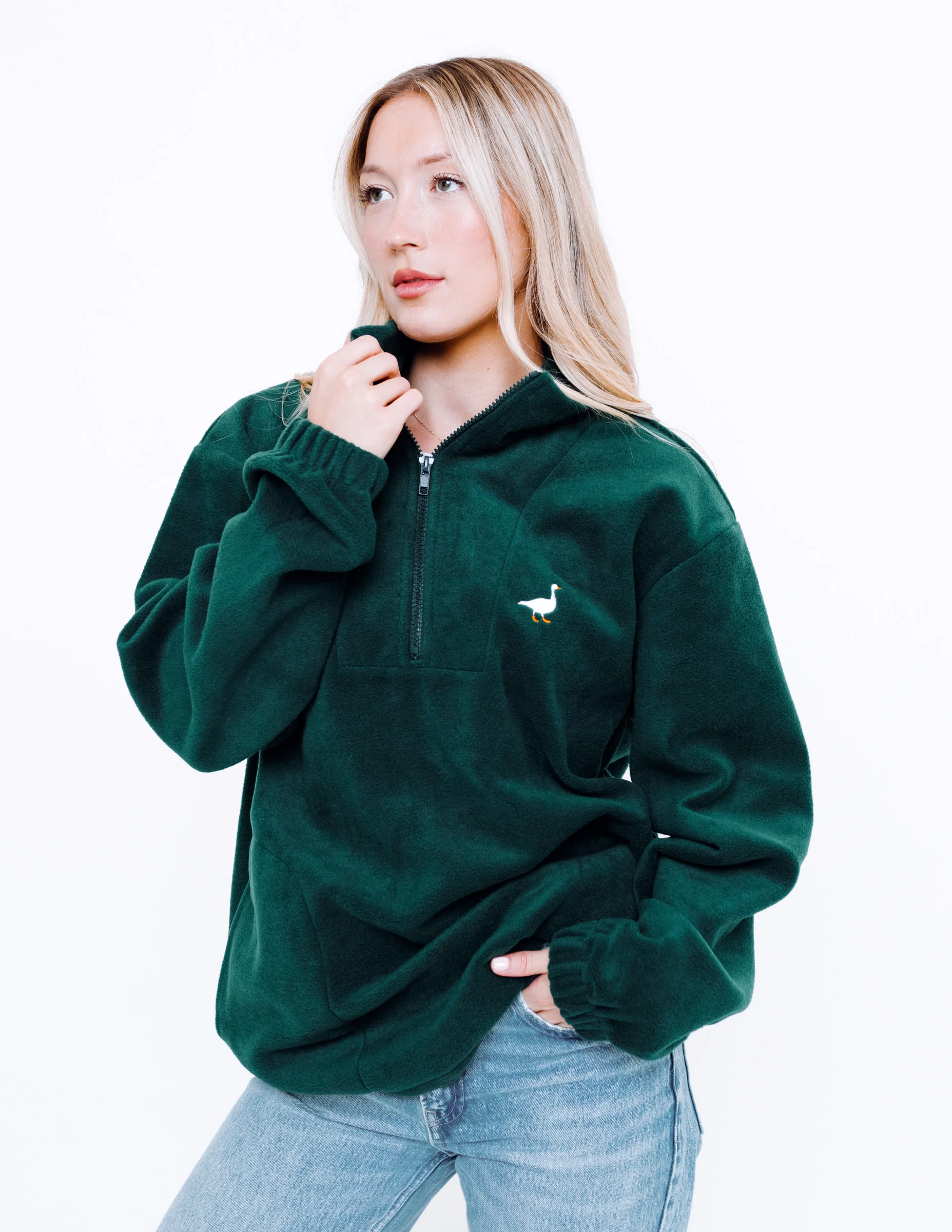 Goose 1/4 Zip Fleece - Forest Green - Image 6