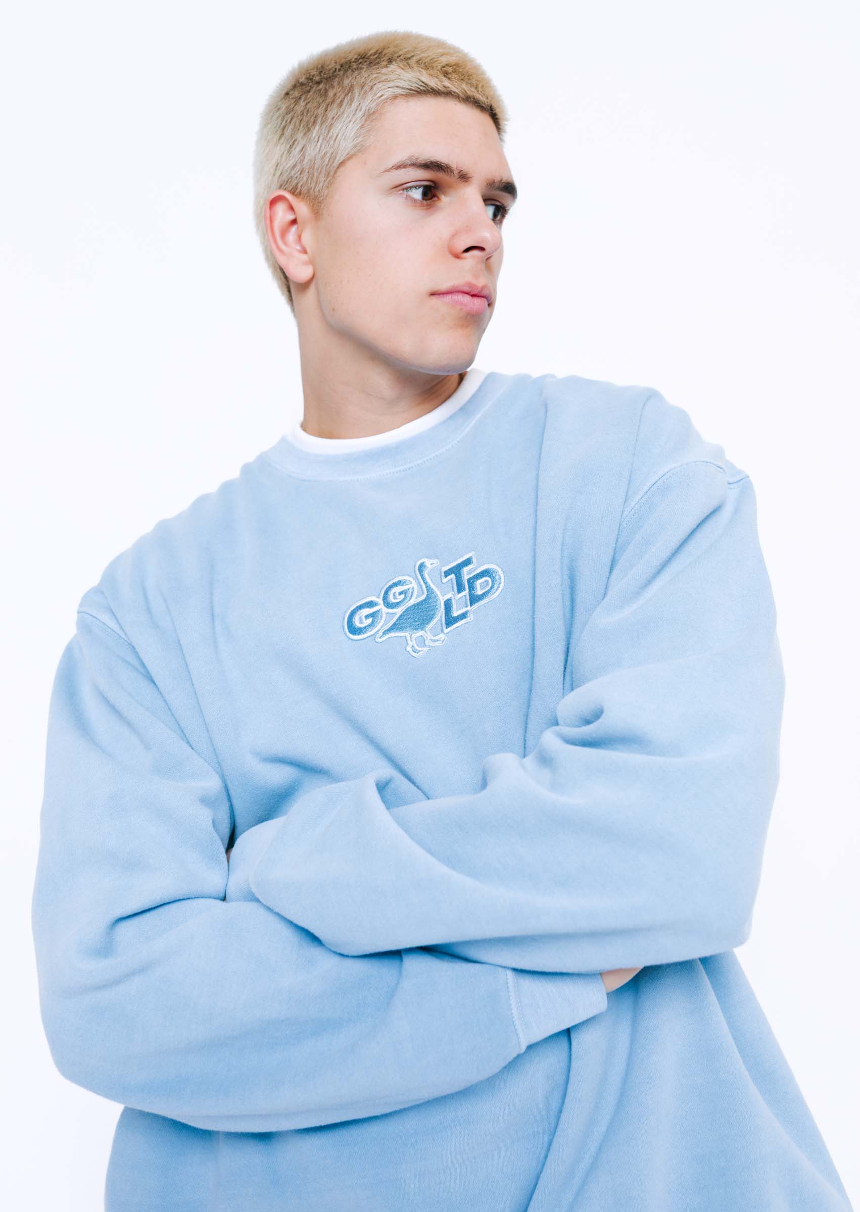 GGLTD Embroidered Sweatshirt - Washed Blue - Image 3