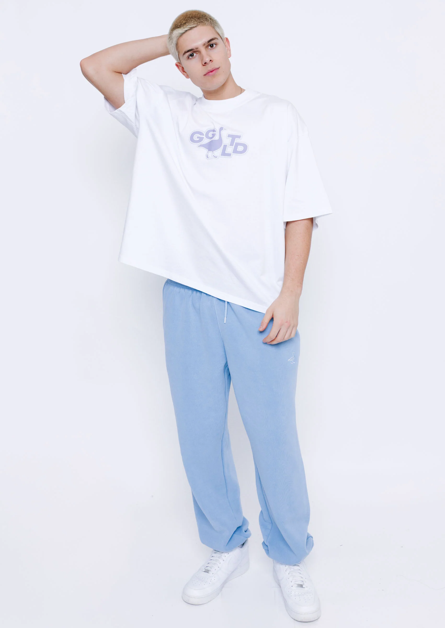 Goose Cuffed Joggers - Washed Blue - Image 3