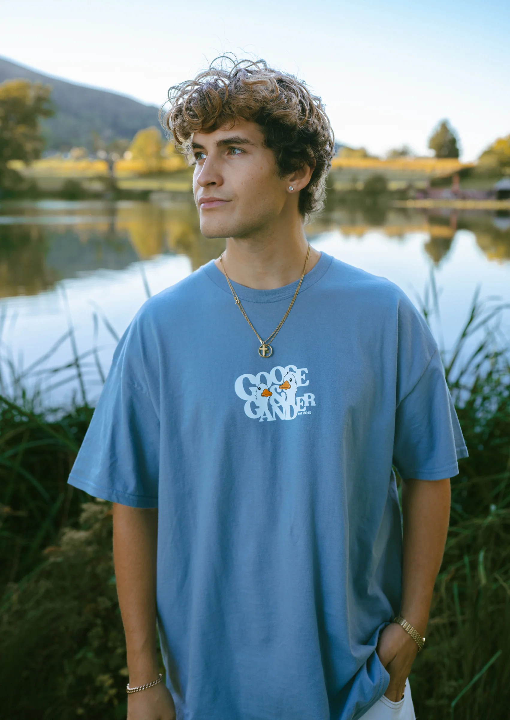 Goose Gambit Tee - Dusky Blue - Image 4