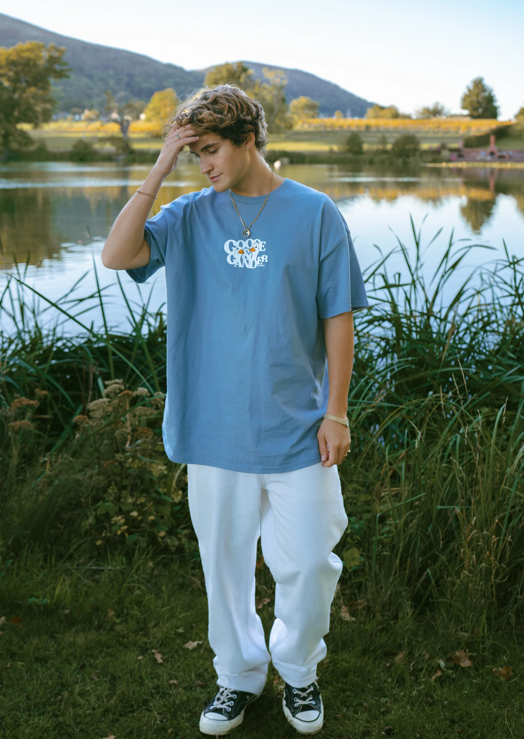 Goose Gambit Tee - Dusky Blue - Image 8