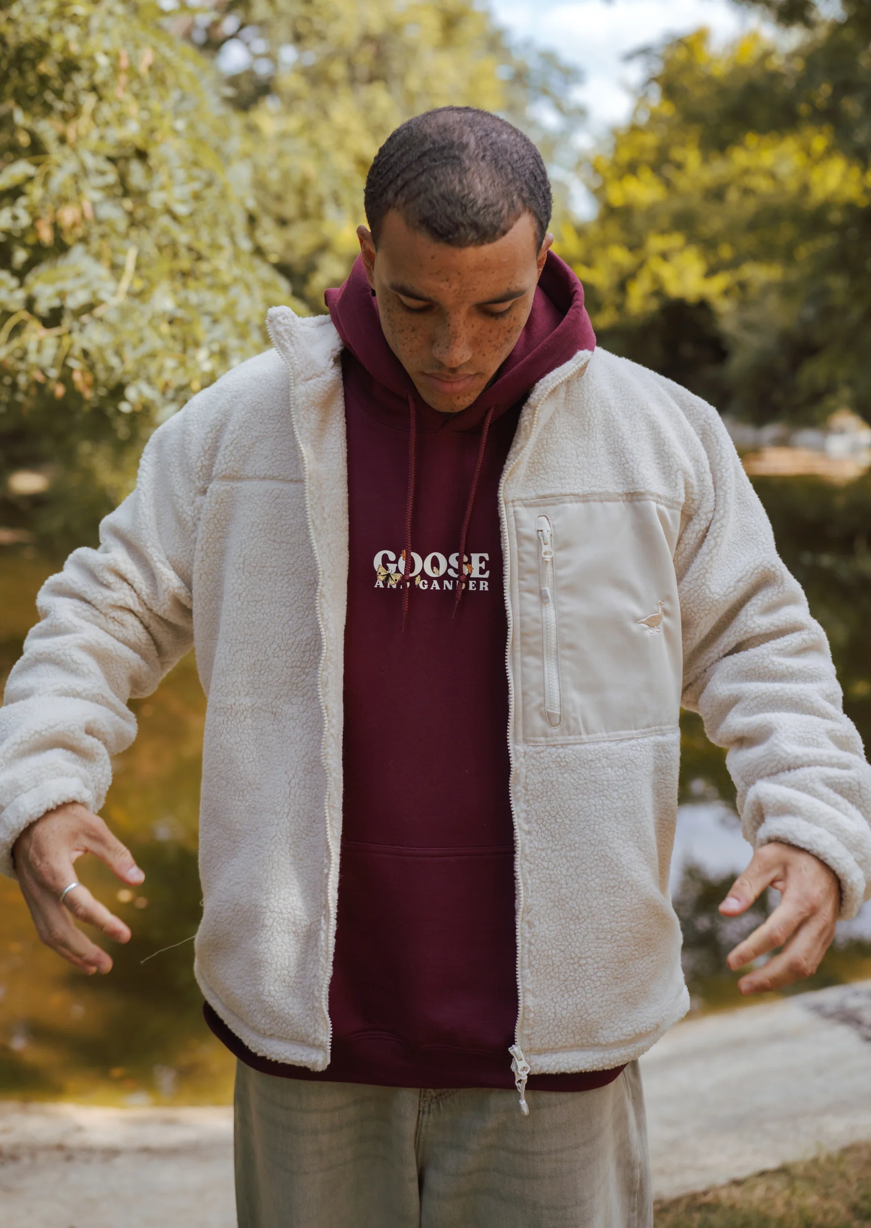 Goose Sherpa Fleece Jacket - Sand - Image 5