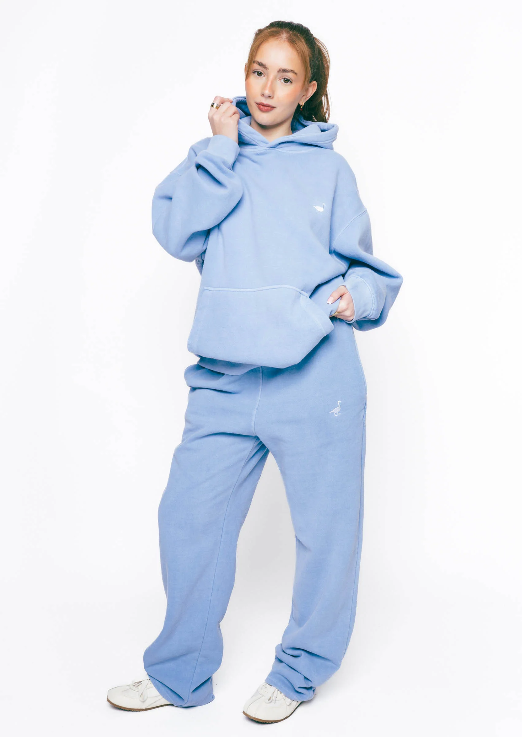 Goose Straight Leg Joggers - Washed Blue - Image 6