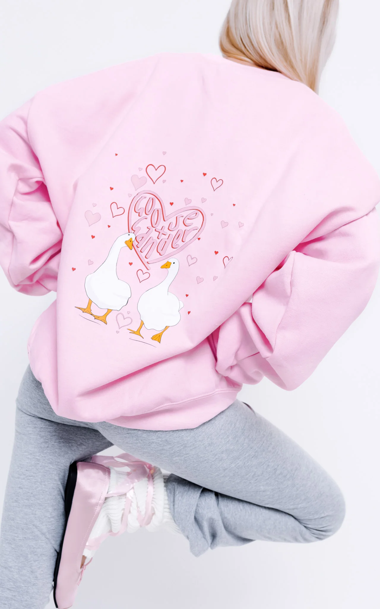 Heart Club Goose Sweatshirt - Baby Pink - Image 3