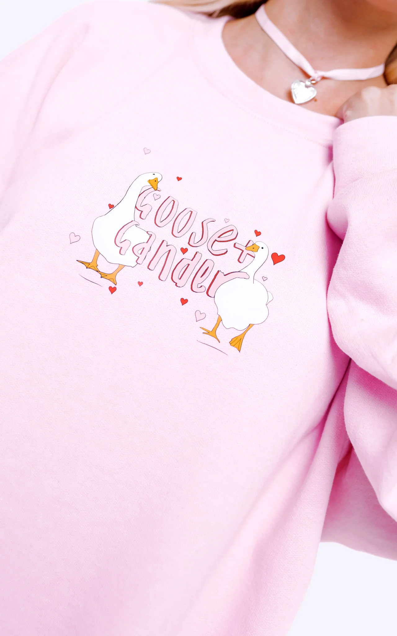 Heart Club Goose Sweatshirt - Baby Pink - Image 4