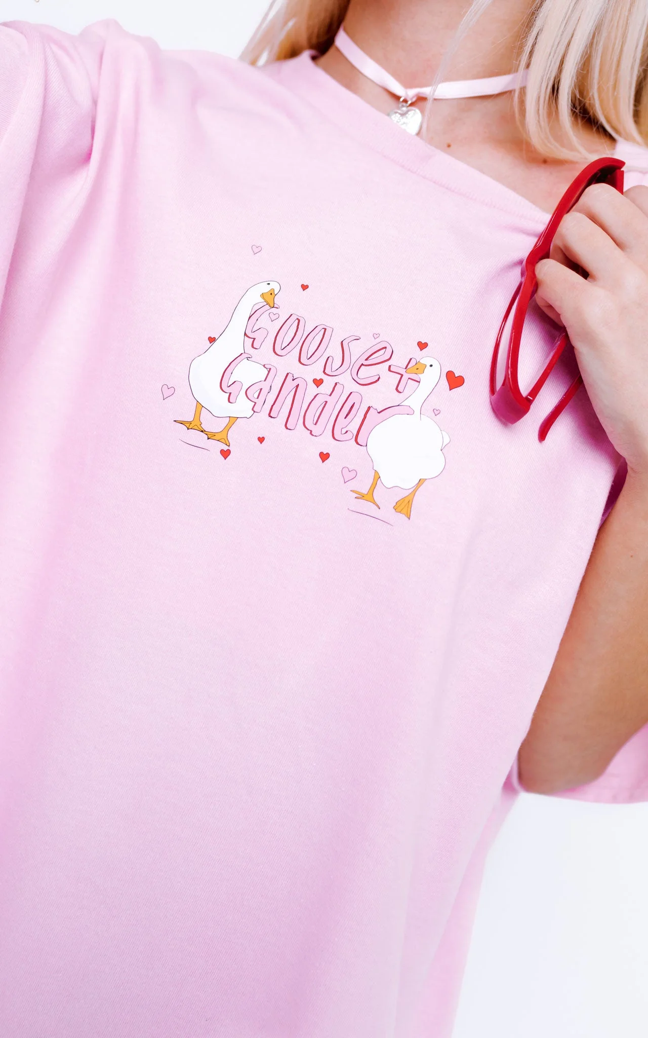 Heart Club Goose Tee - Baby Pink - Image 3