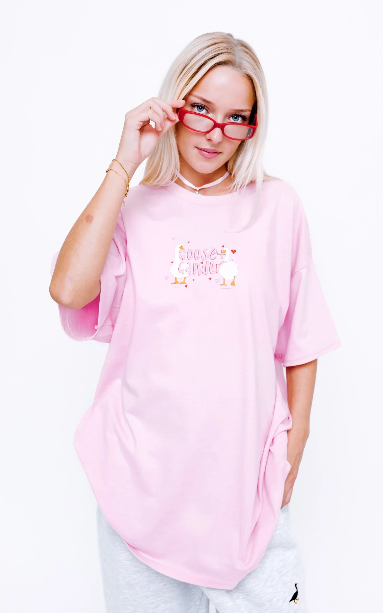 Heart Club Goose Tee - Baby Pink - Image 4