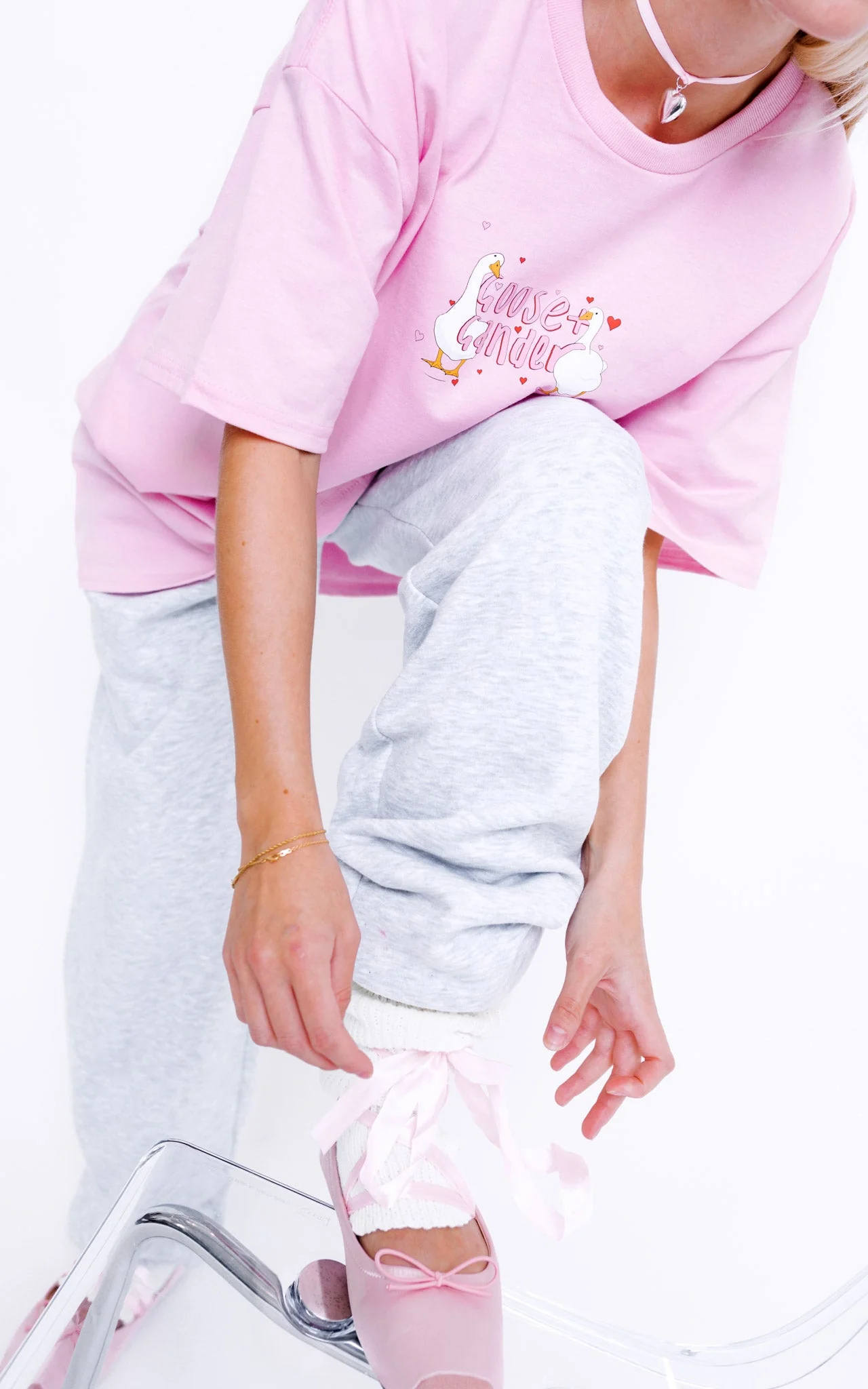Heart Club Goose Tee - Baby Pink - Image 5