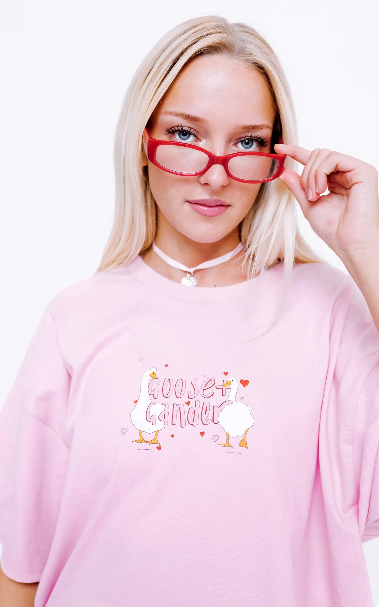 Heart Club Goose Tee - Baby Pink - Image 6