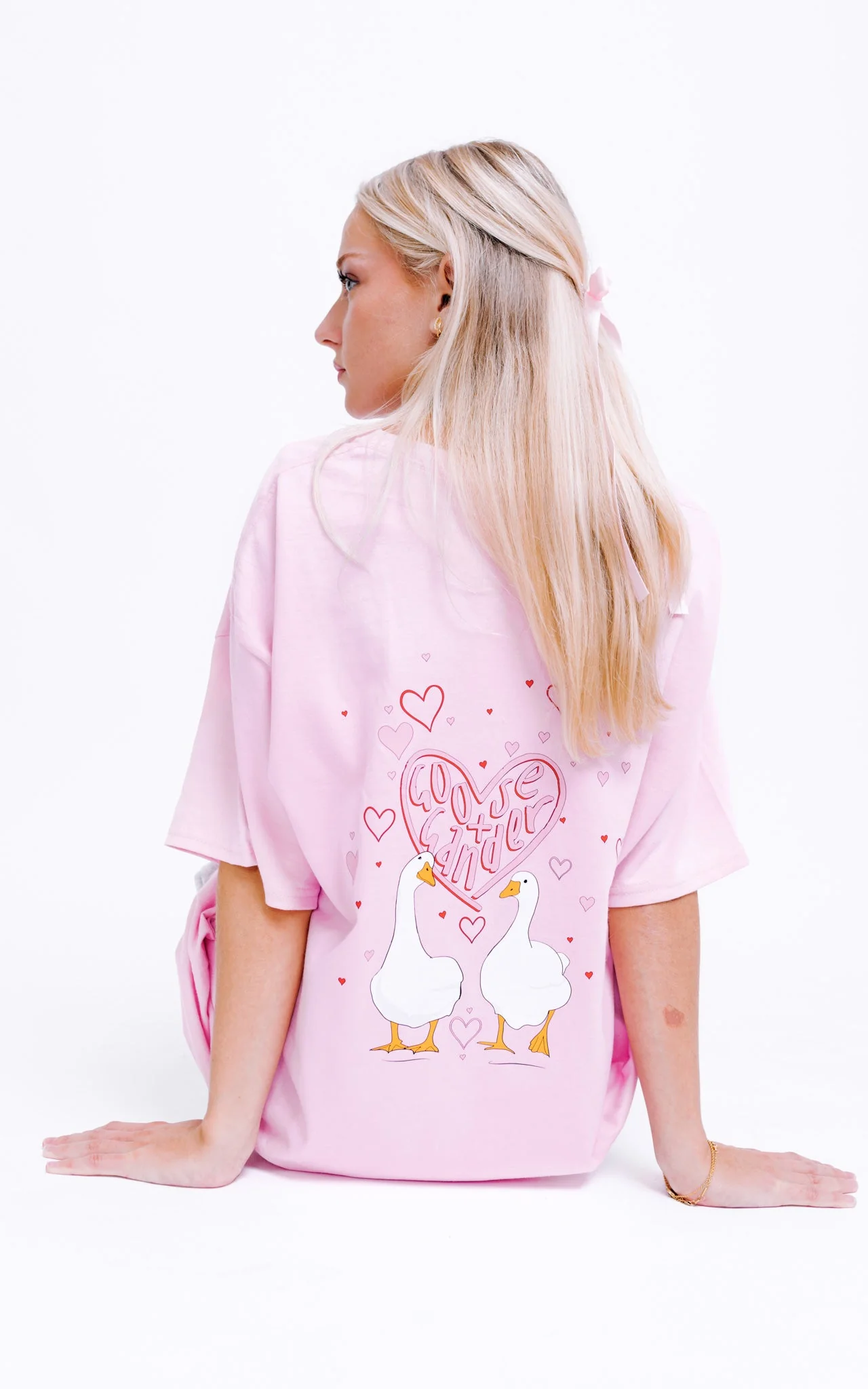 Heart Club Goose Tee - Baby Pink - Image 7