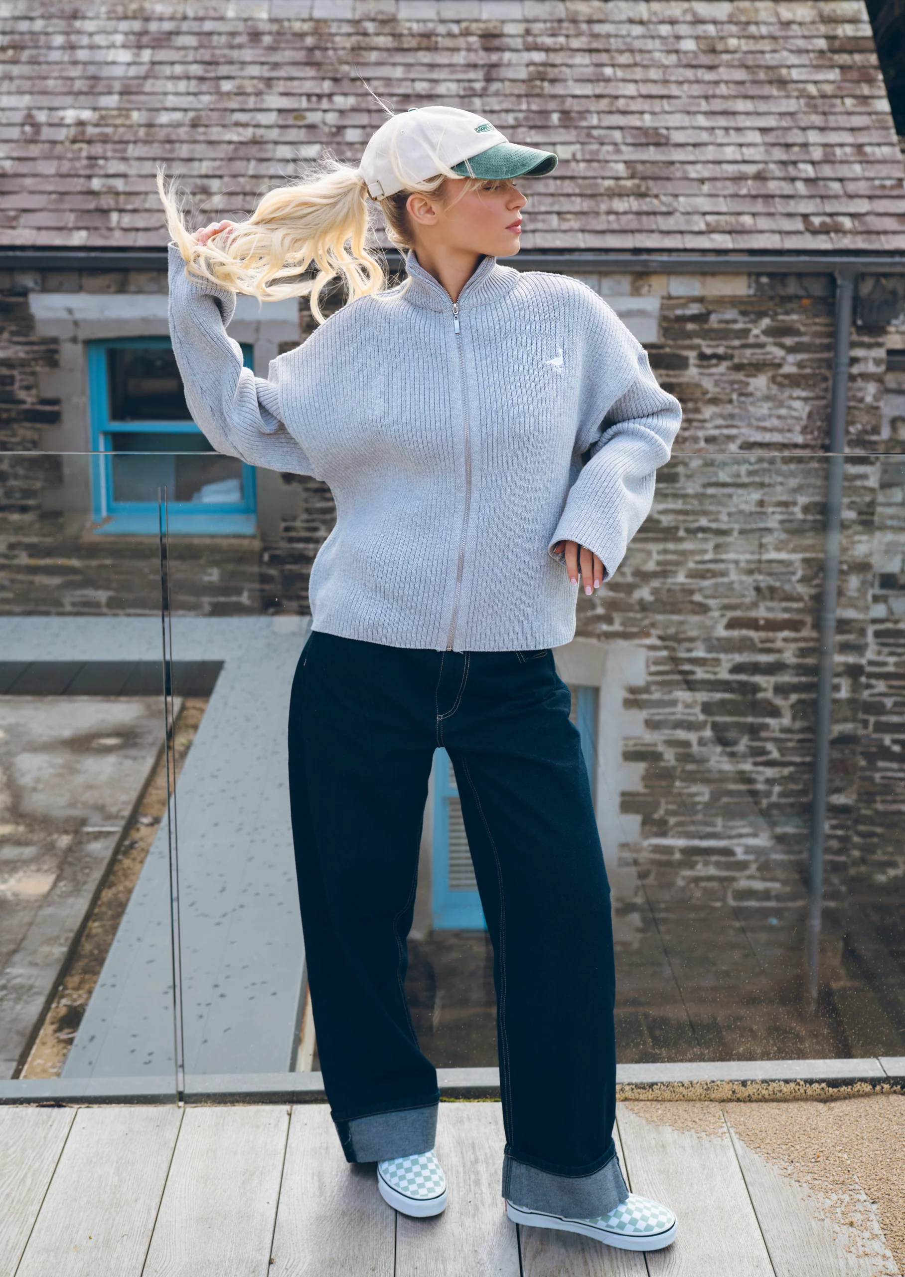 Knitted Full Zip Jacket - Grey - Image 13