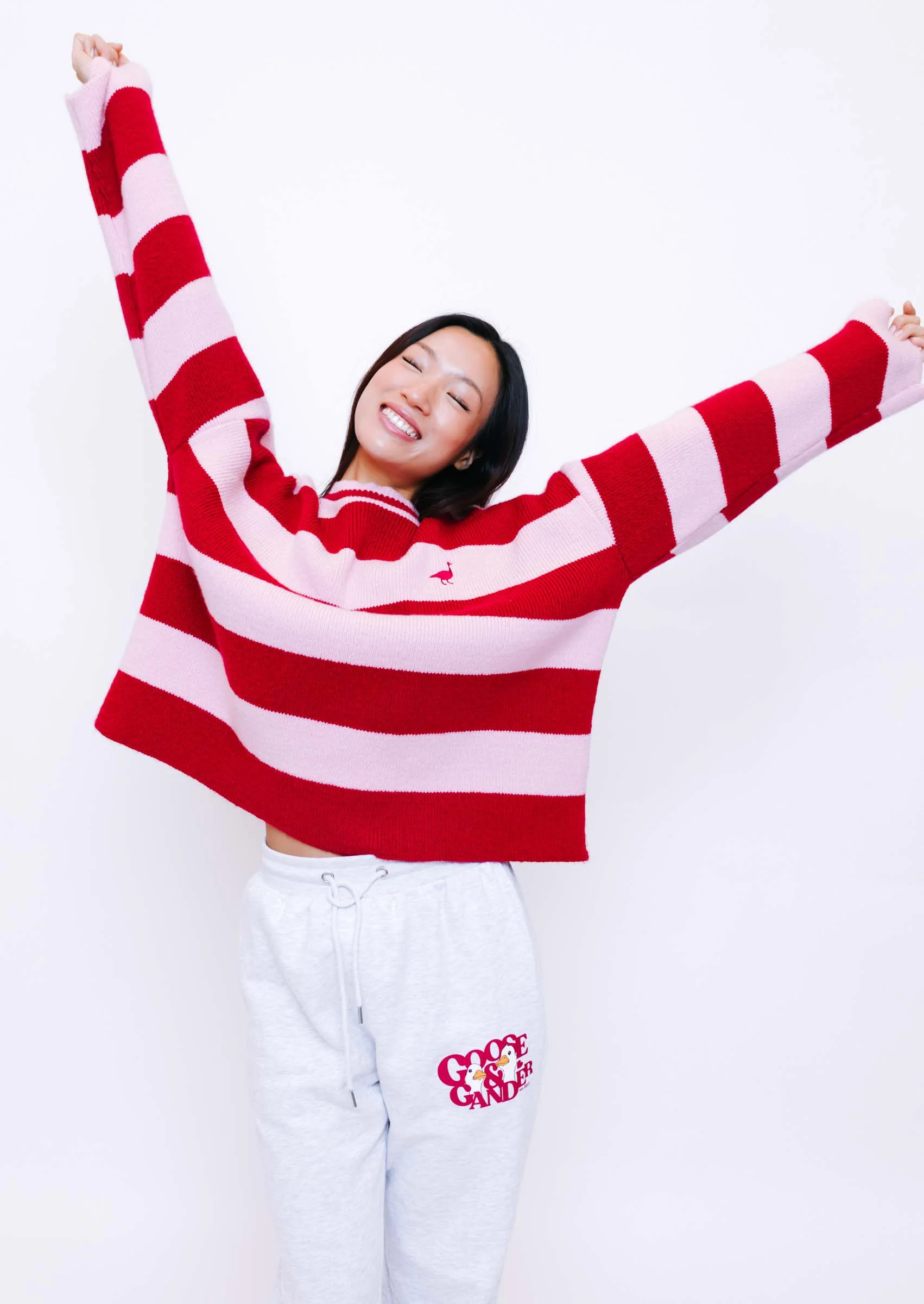 Knitted Striped Goose Sweatshirt - Image 11