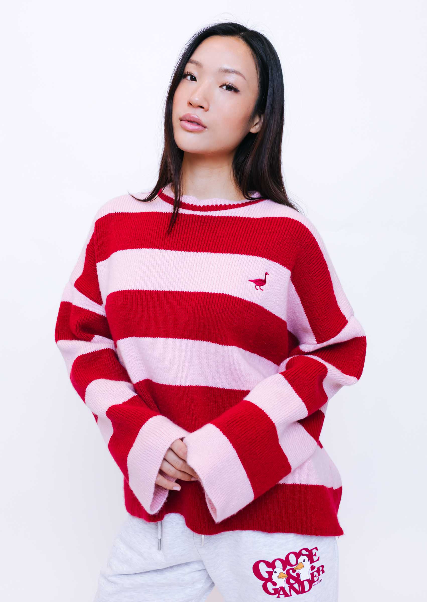 Knitted Striped Goose Sweatshirt - Image 12
