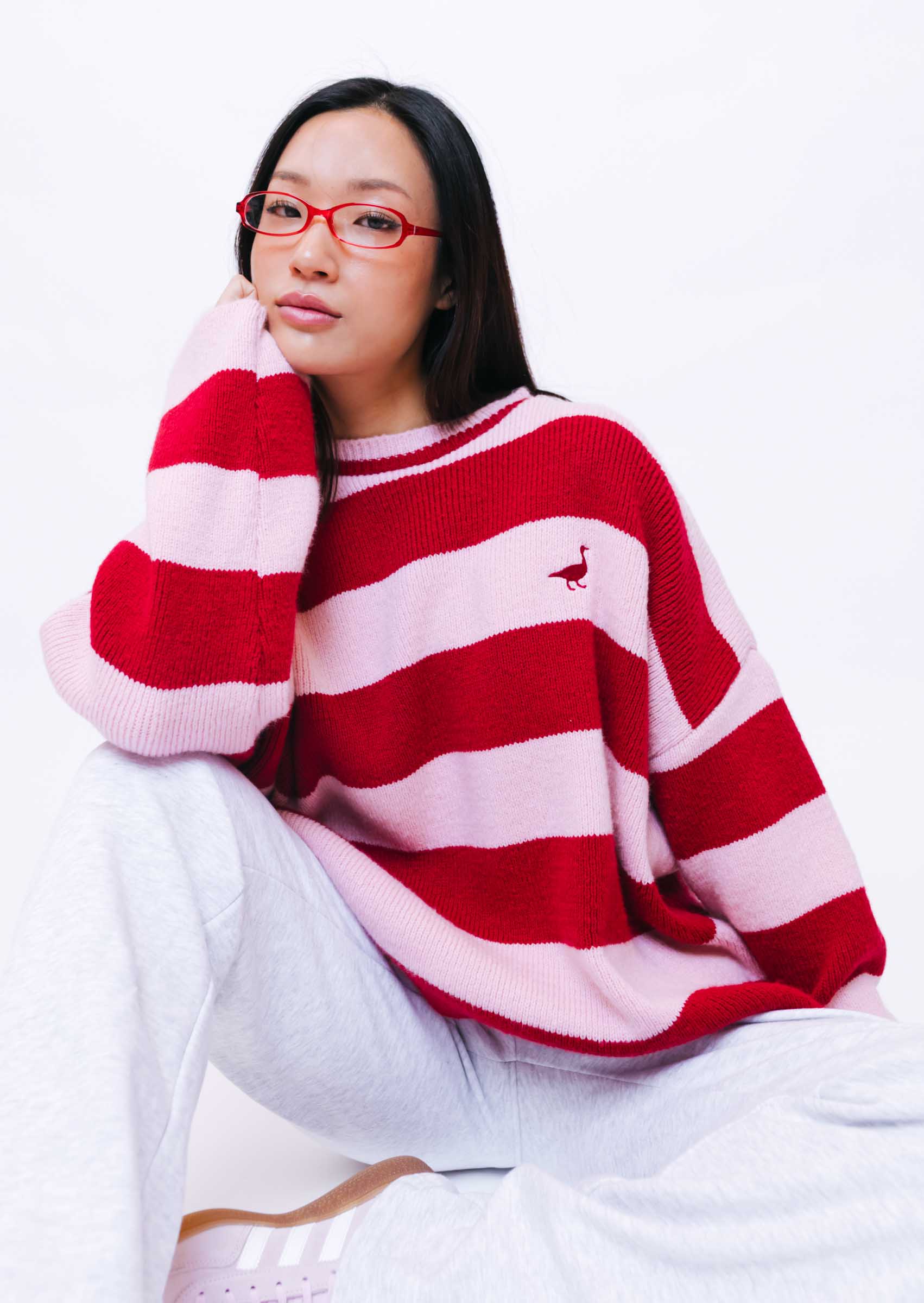 Knitted Striped Goose Sweatshirt - Image 7