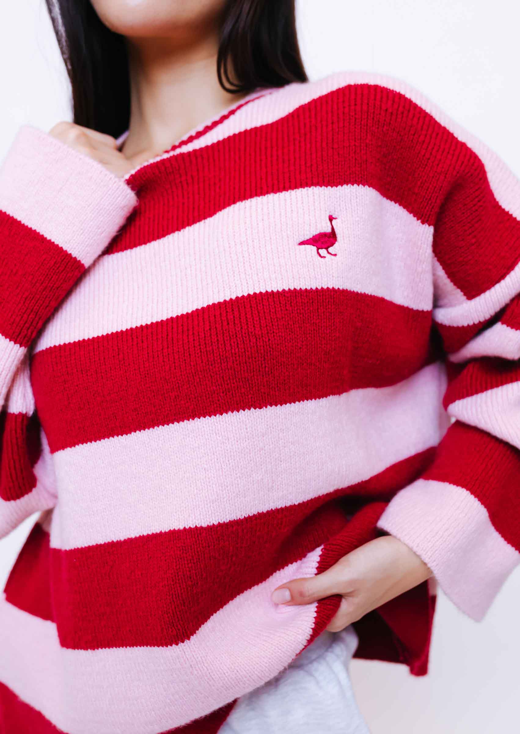 Knitted Striped Goose Sweatshirt - Image 9
