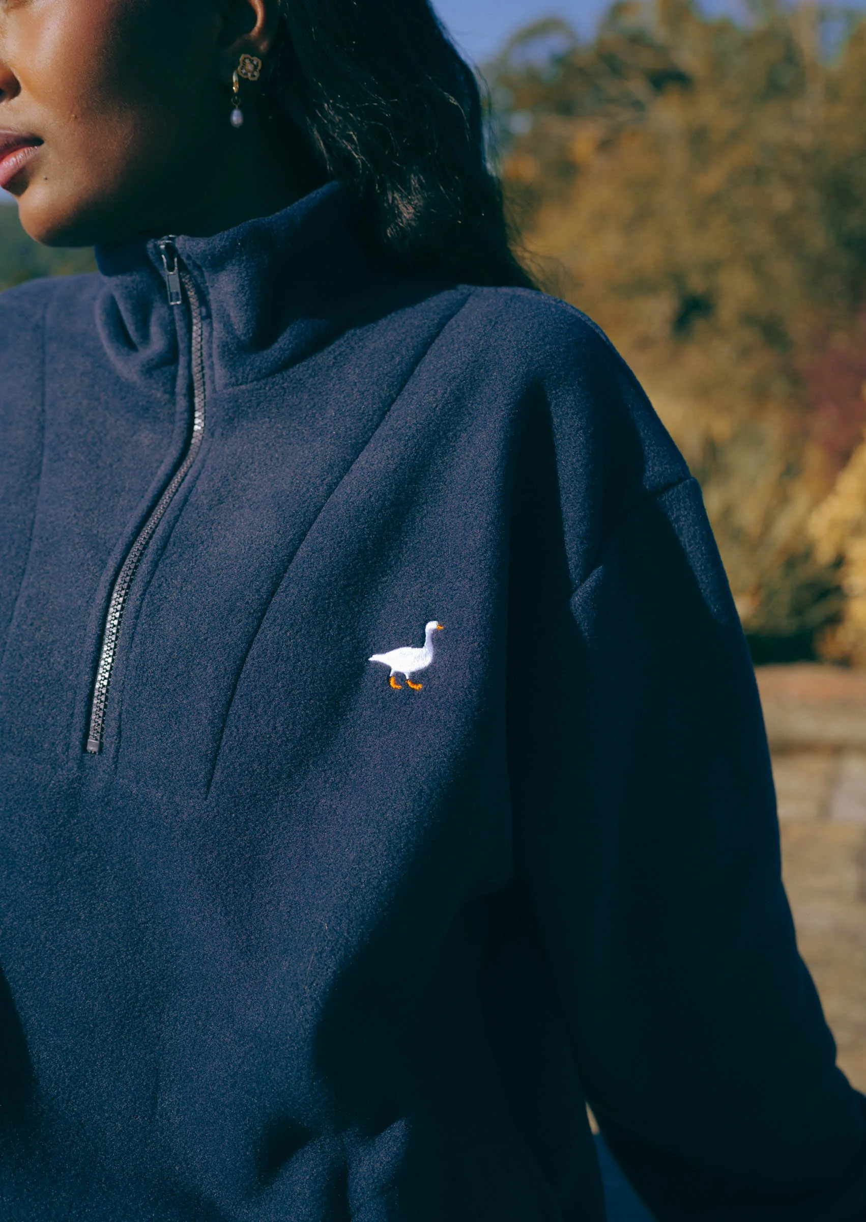 Goose 1/4 Zip Fleece - Navy Blue - Image 3