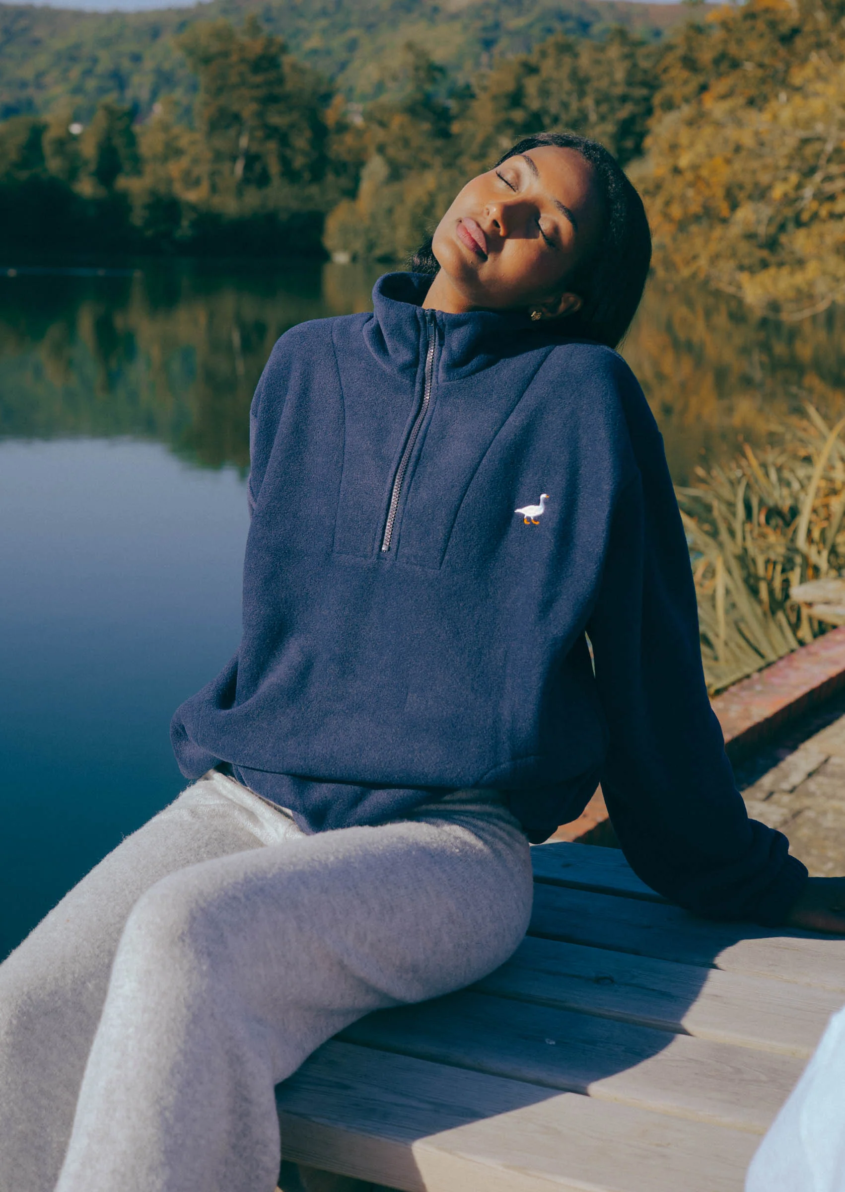 Goose 1/4 Zip Fleece - Navy Blue - Image 4