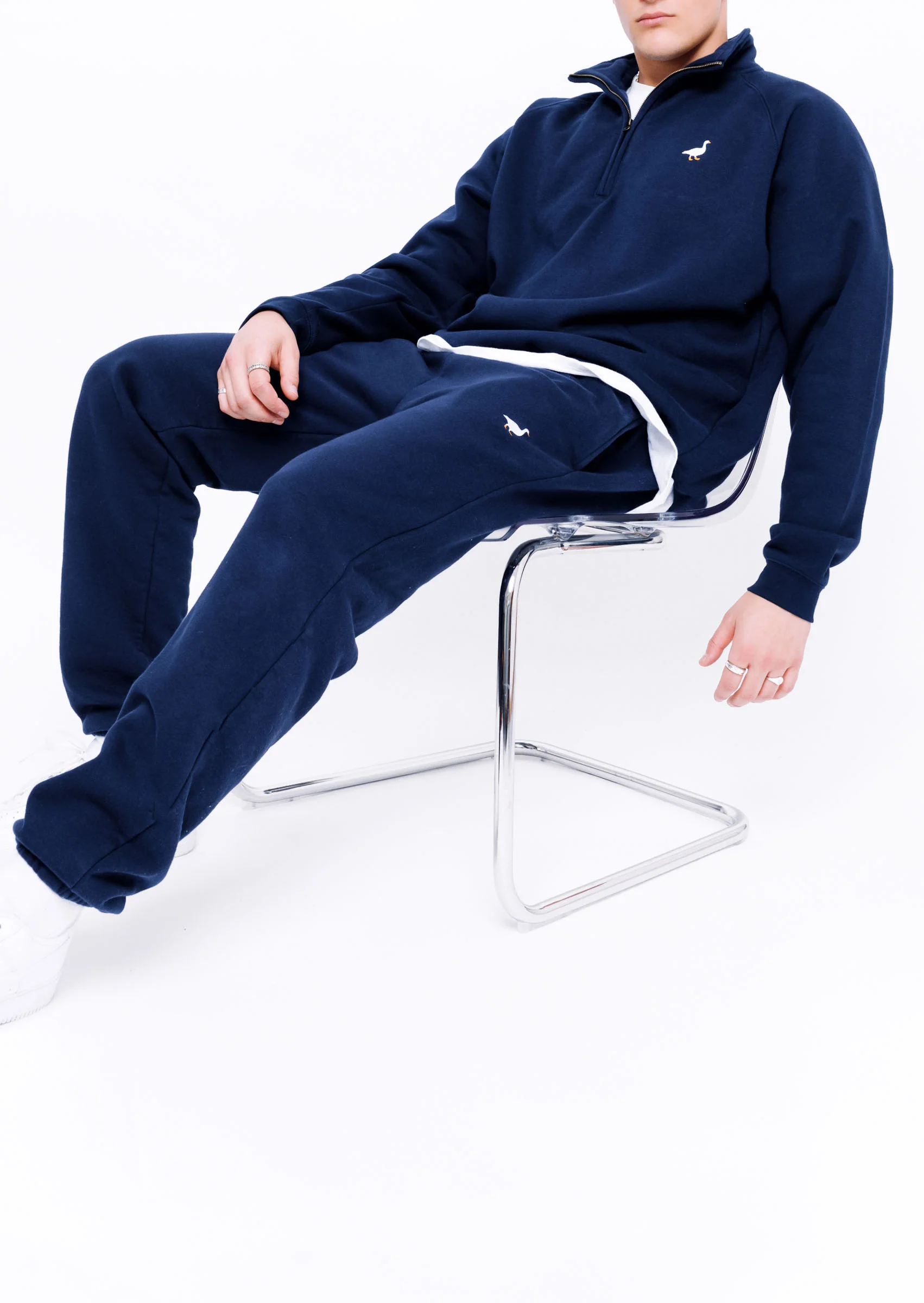 Premium Goose 1/4 Zip Sweat - Navy Blue - Image 5