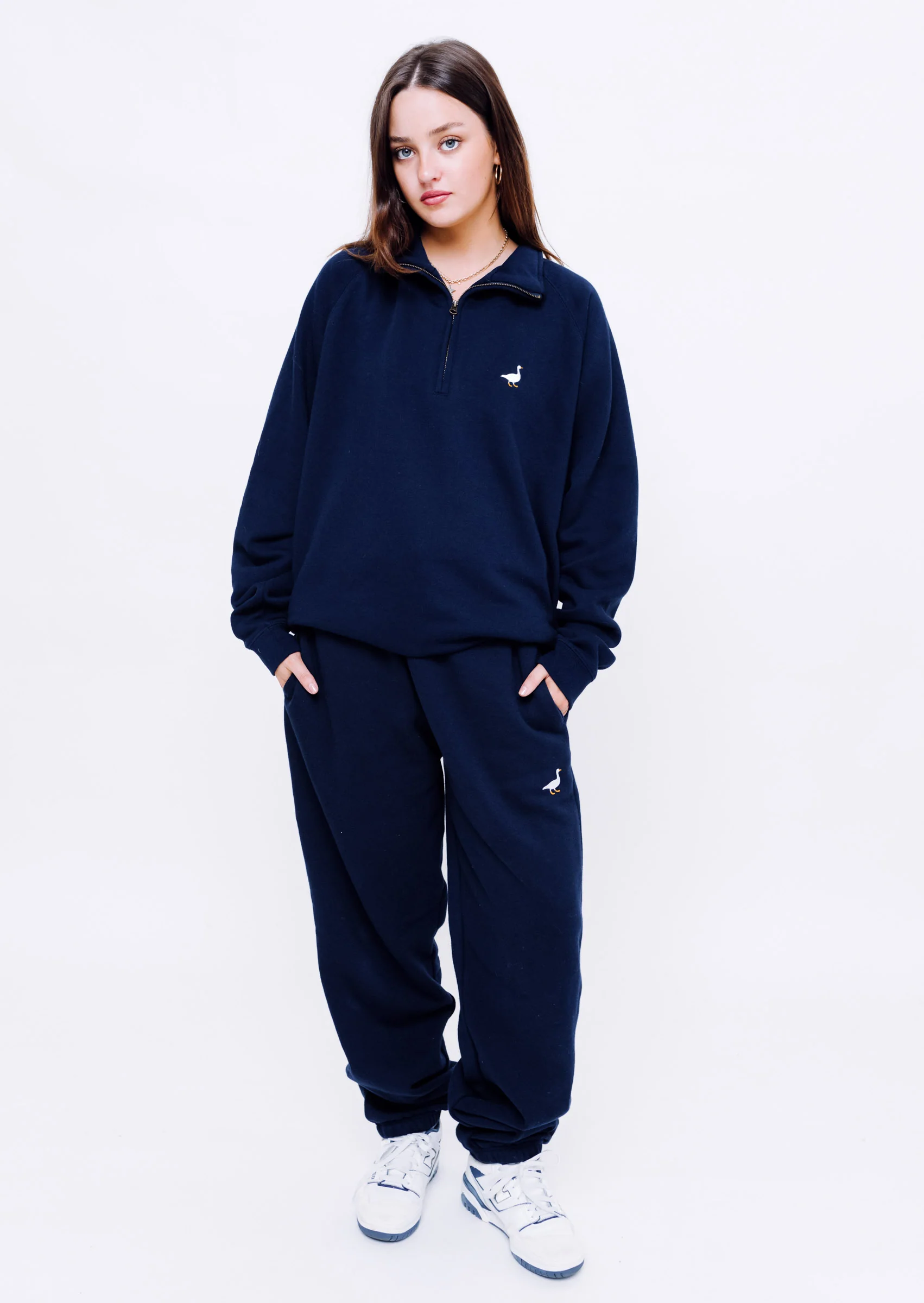 Premium Goose 1/4 Zip Sweat - Navy Blue - Image 7