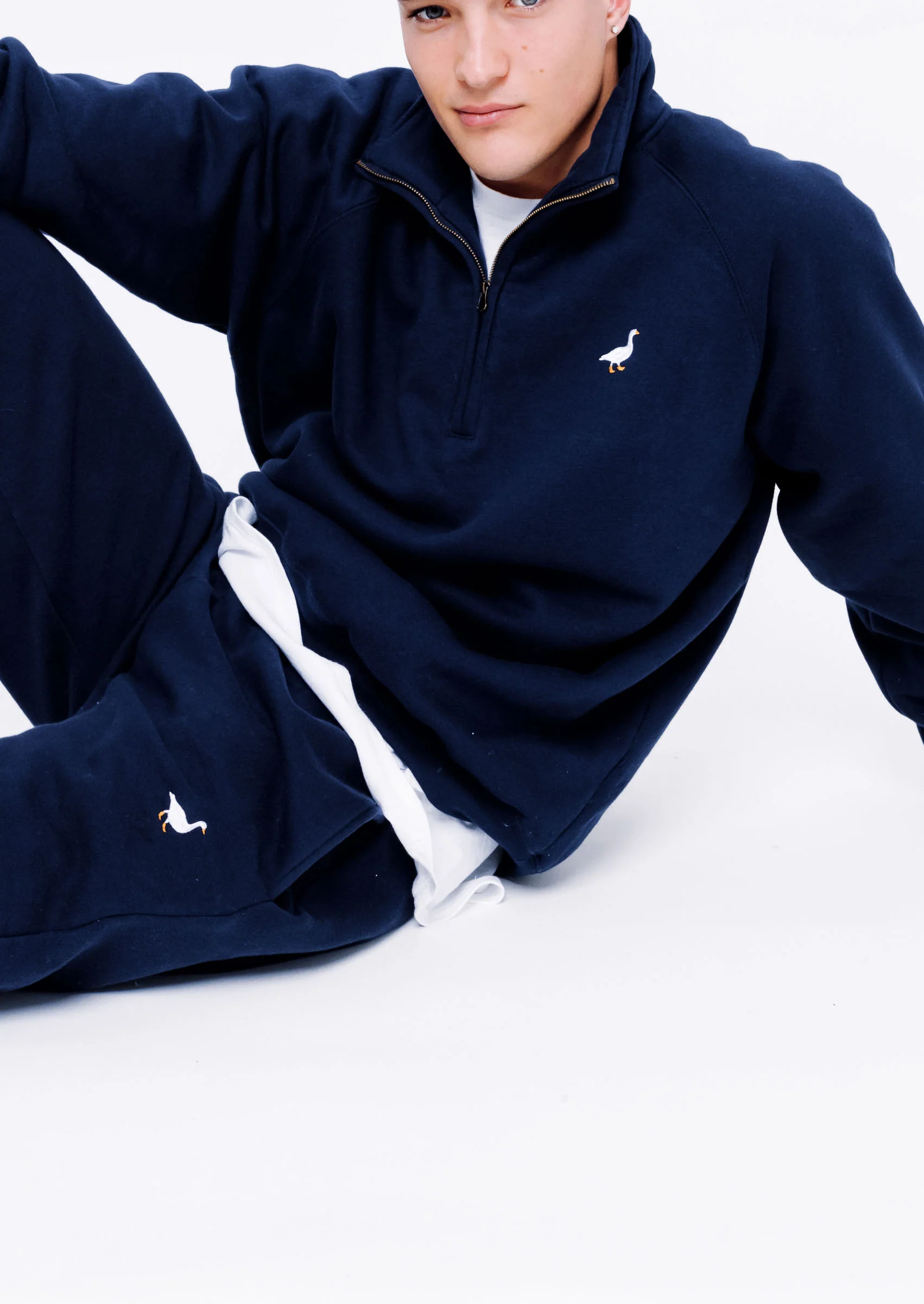 Premium Goose 1/4 Zip Sweat - Navy Blue - Image 9