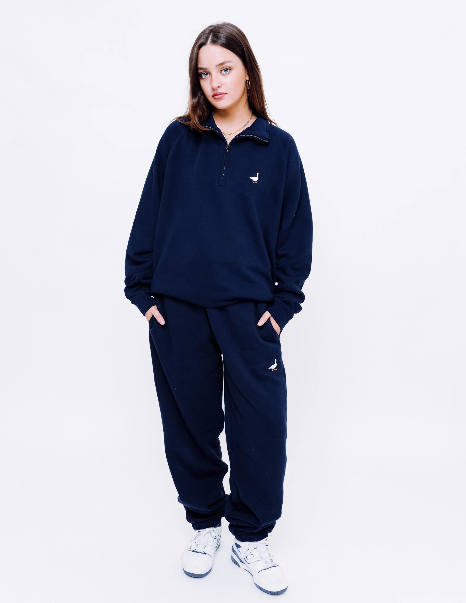Premium Goose Classic Fit Joggers - Navy Blue - Image 4
